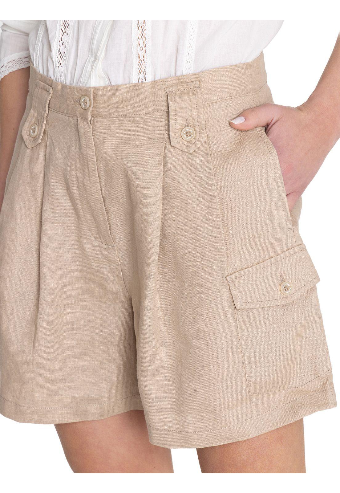 Short Lino Orgánico Verde Rout Mujer -6