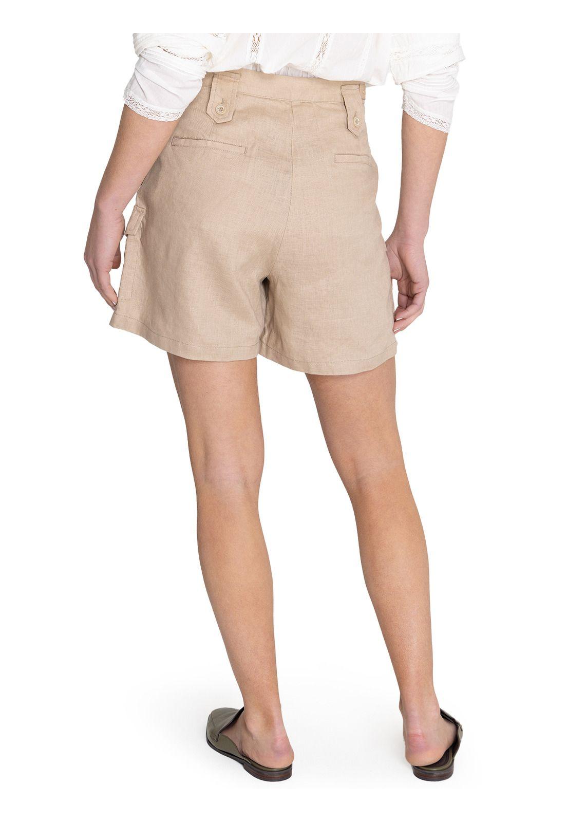 Short Lino Orgánico Verde Rout Mujer -7