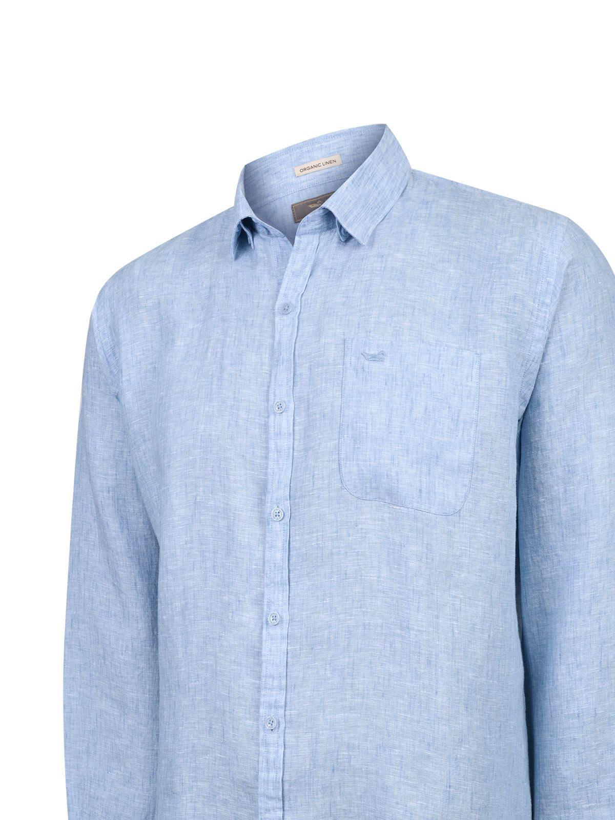 Camisa Lino Orgánico Hombre Claslinen Celeste-3