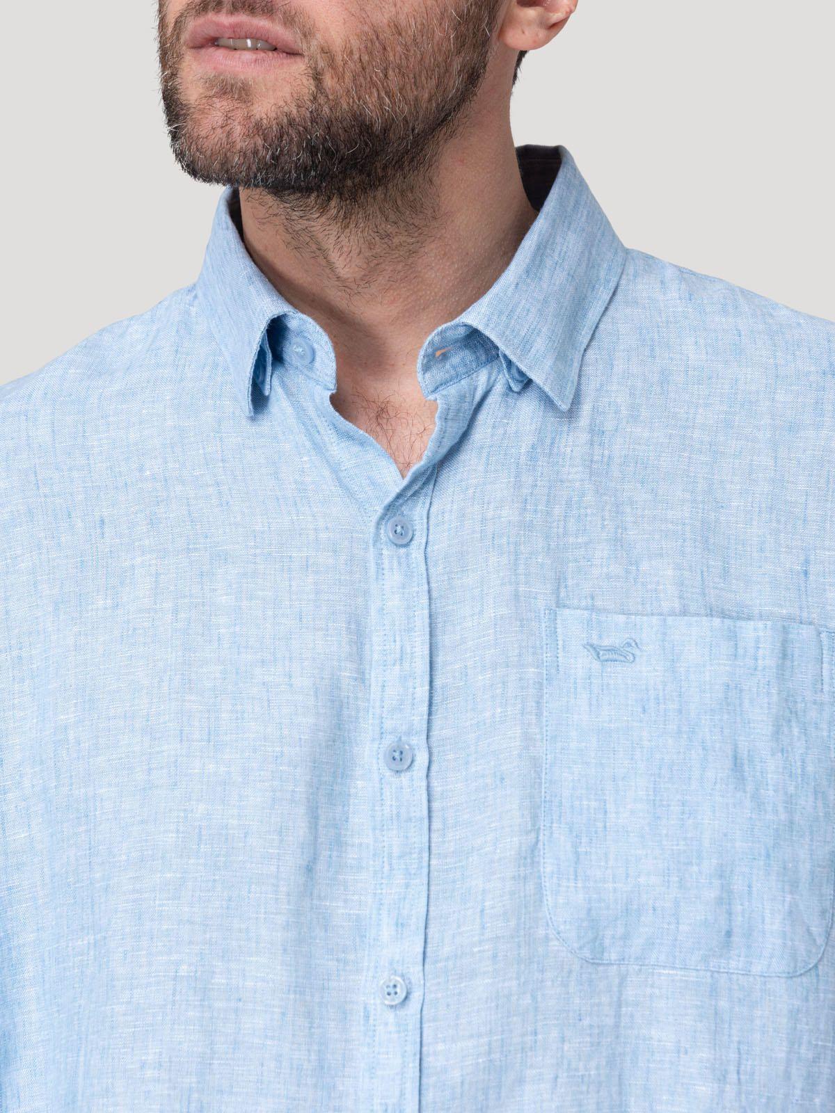Camisa Lino Orgánico Hombre Claslinen Celeste-6