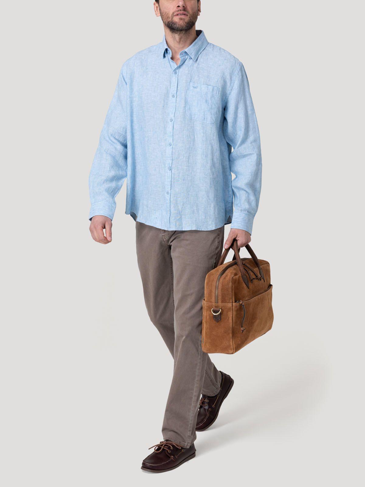 Camisa Lino Orgánico Hombre Claslinen Celeste-7