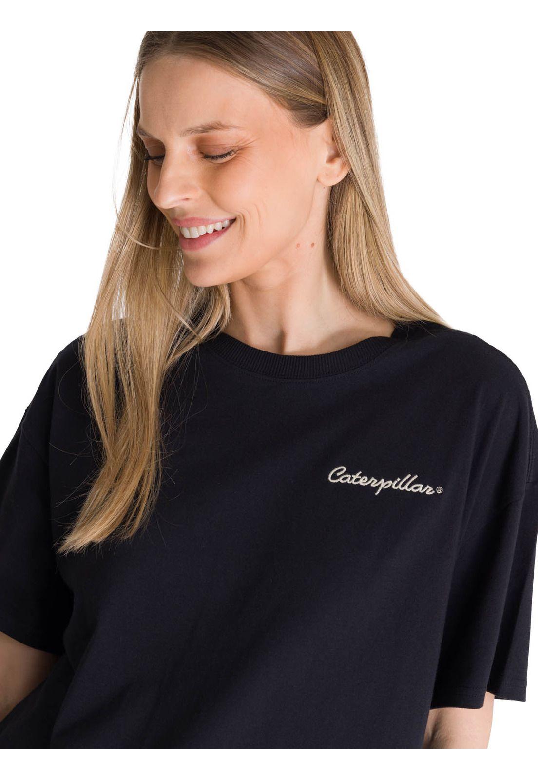 Polera Manga Corta Boxy Mujer Bordato Negro-4
