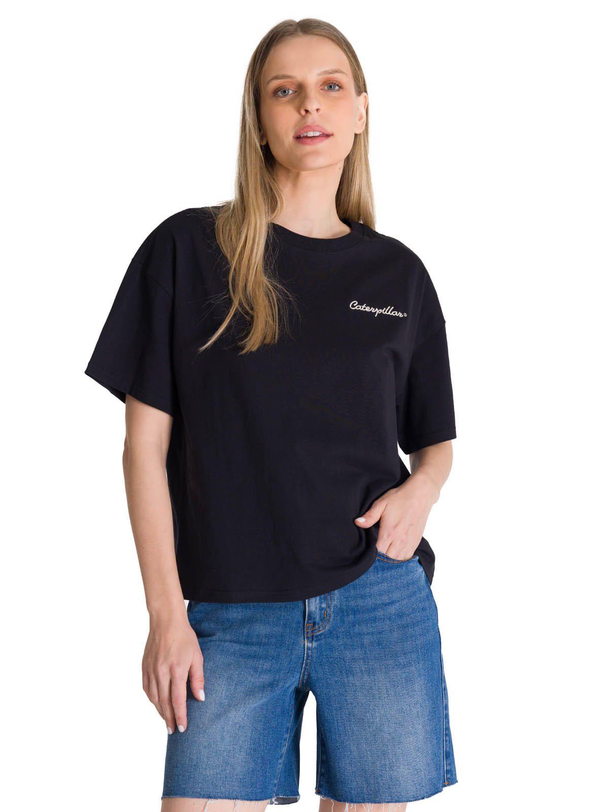 Polera Manga Corta Boxy Mujer Bordato Negro-0