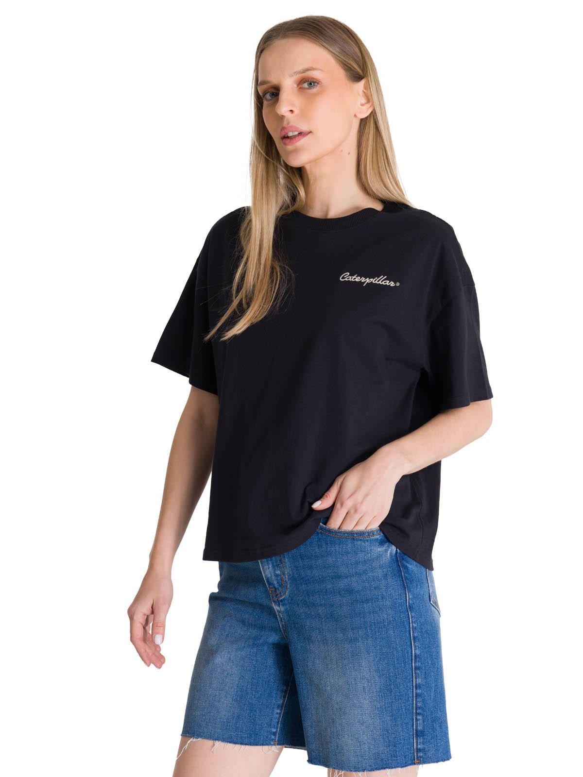 Polera Manga Corta Boxy Mujer Bordato Negro-1