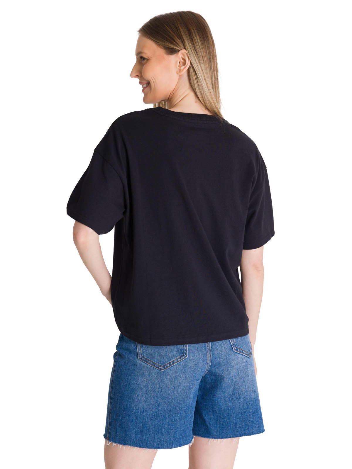 Polera Manga Corta Boxy Mujer Bordato Negro-3