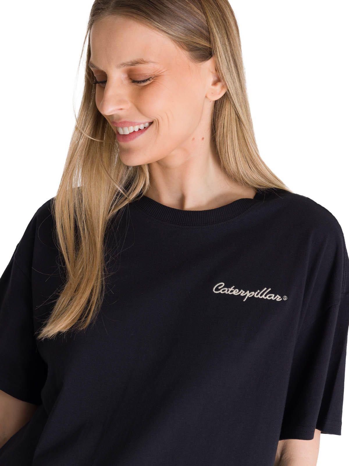 Polera Manga Corta Boxy Mujer Bordato Negro-4