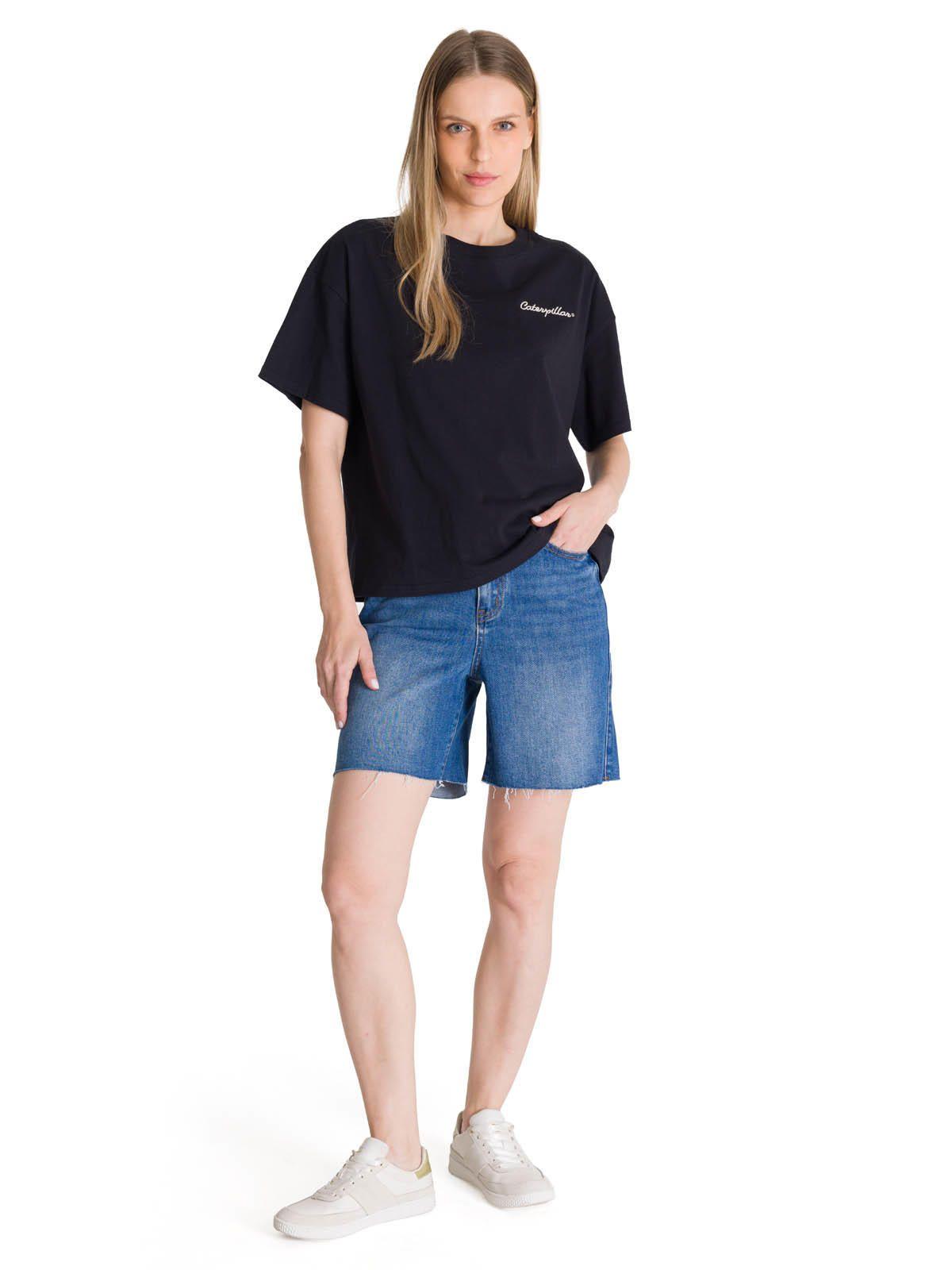 Polera Manga Corta Boxy Mujer Bordato Negro-5