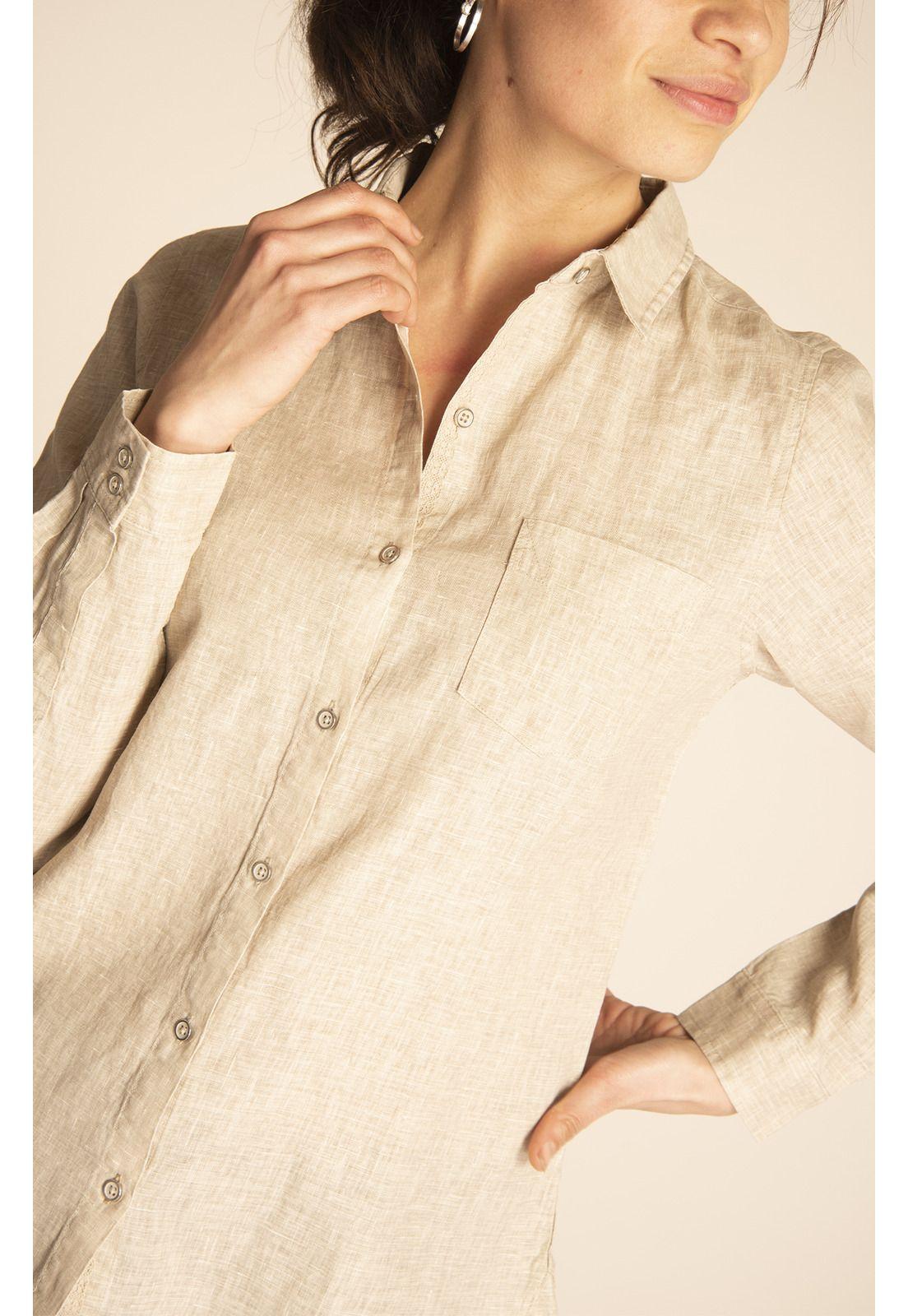 Blusa Lino Orgánico Mujer Lirio Beige-3