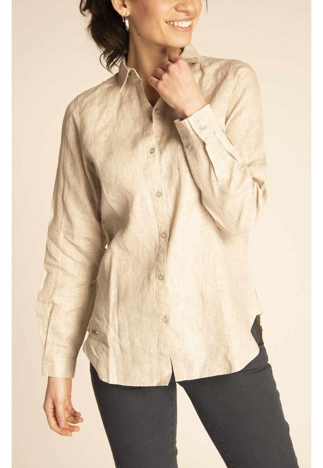 Blusa Lino Orgánico Mujer Lirio Beige-4