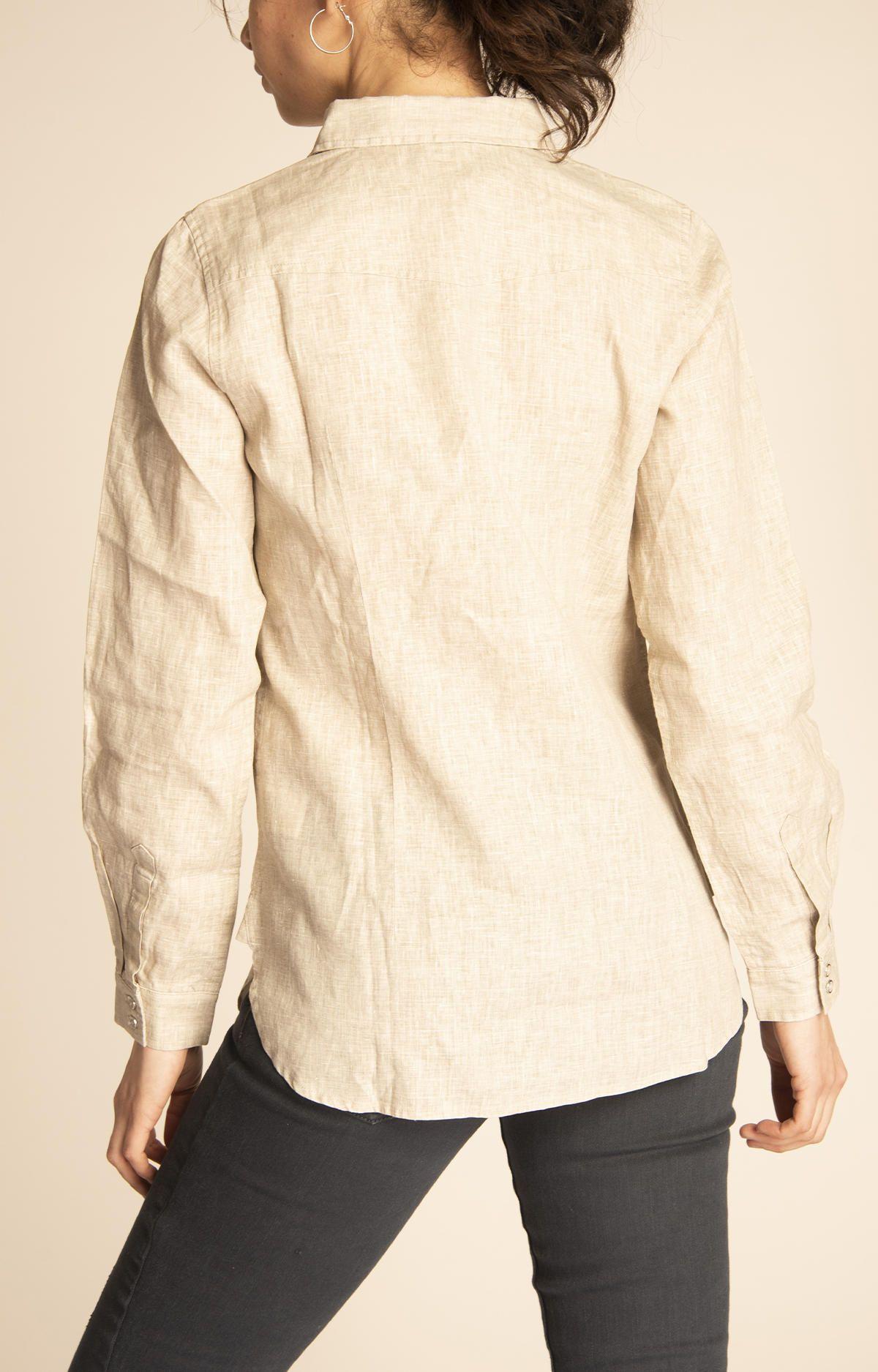 Blusa Lino Orgánico Mujer Lirio Beige-5