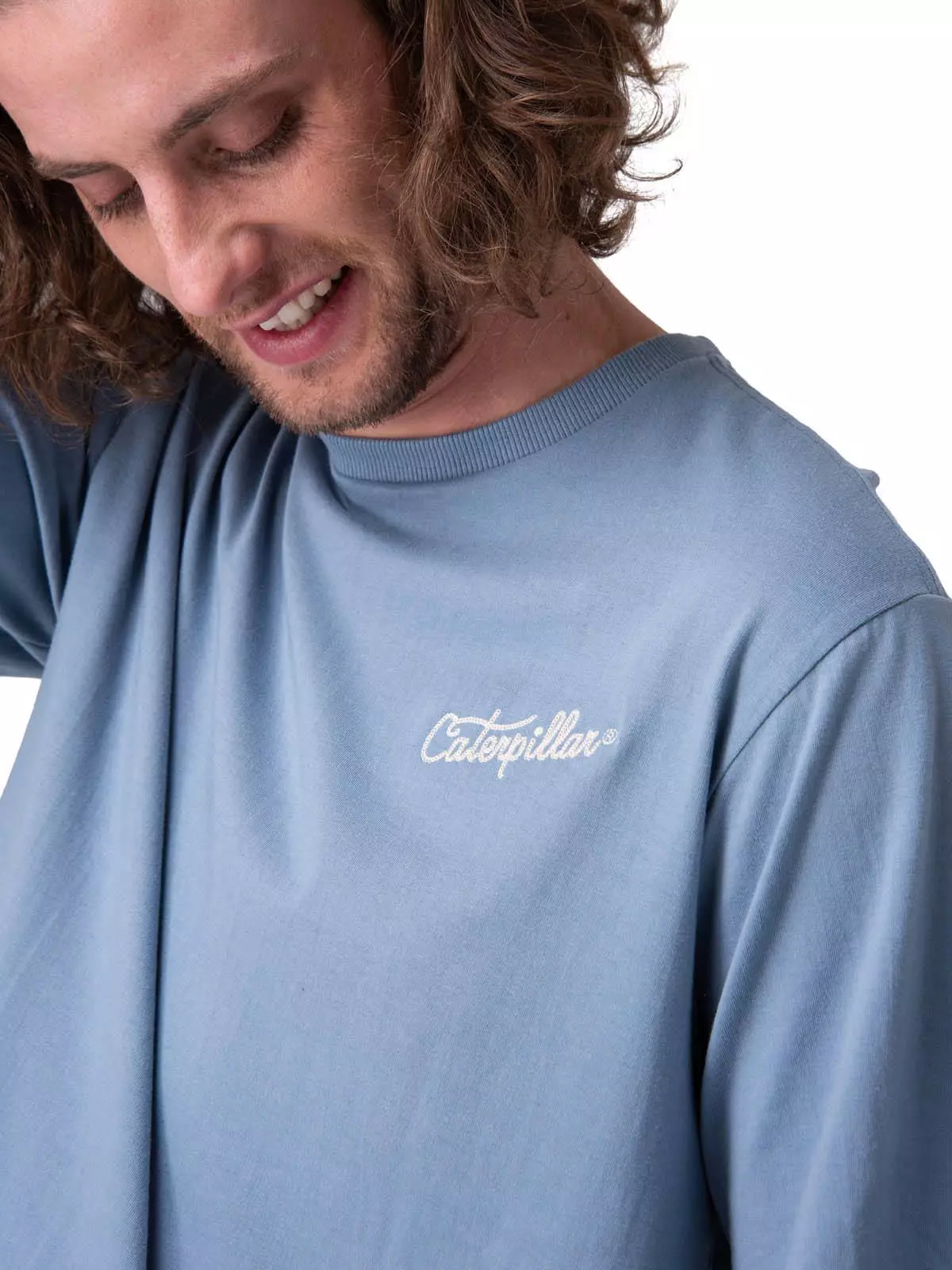 Polera Manga Corta Caterpillar Script G Hombre Azul-3