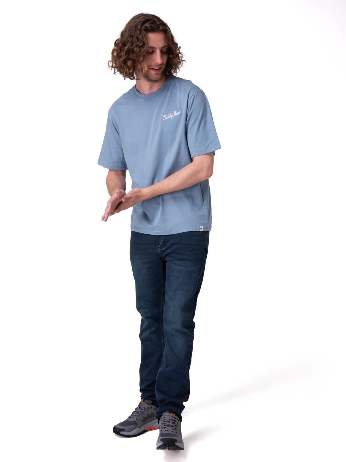 Polera Manga Corta Caterpillar Script G Hombre Azul-5
