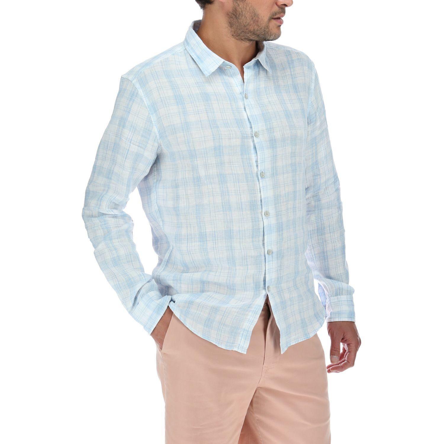 Camisa Lino Hombre Linenbicolo Celeste-3