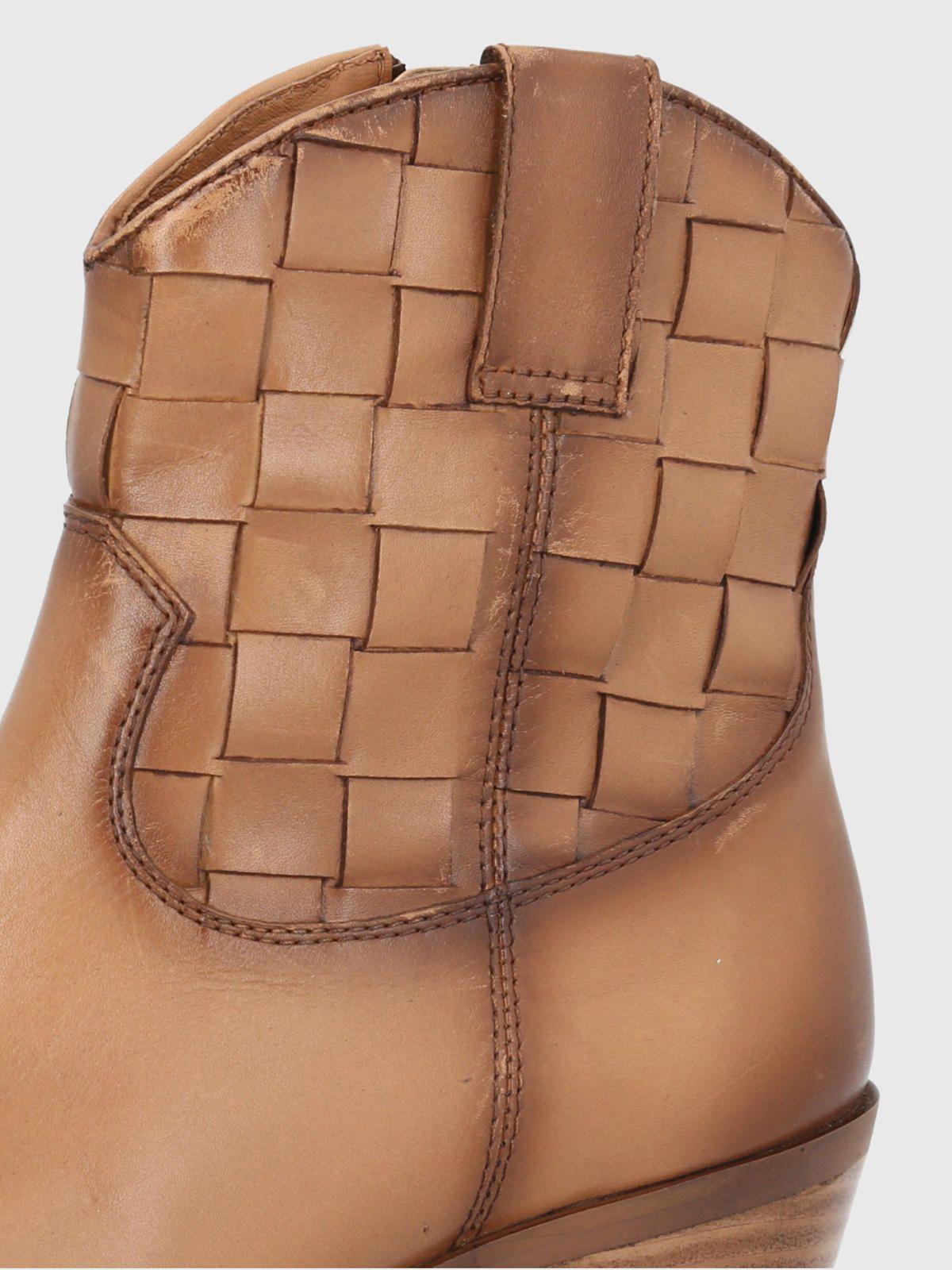 Botín Cuero Café Claro Mujer Vitto -6