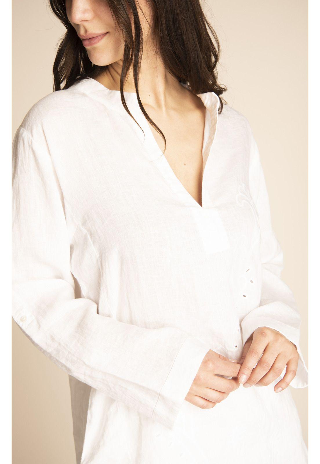 Vestido Lino Orgánico Mujer Debora Blanco-3