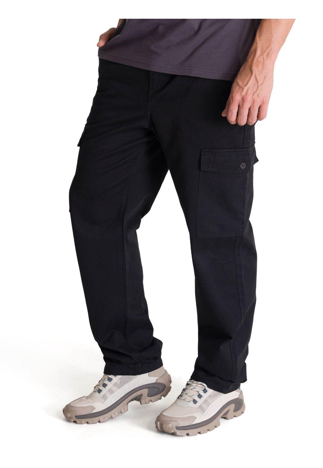 Pantalón Hombre Cargo Straight Negro-1