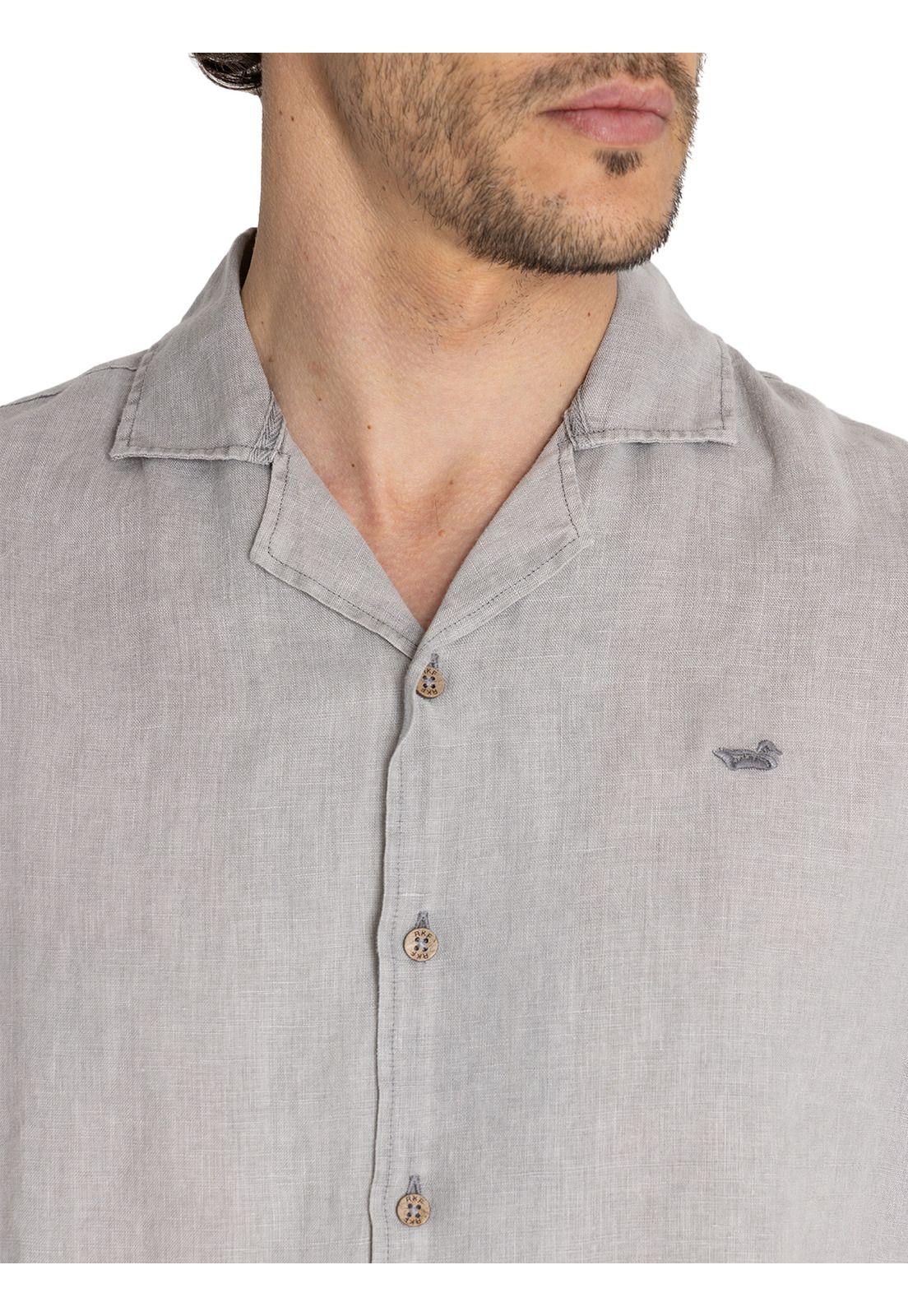 camisa Lino Orgánico Gris Braga Hombre -6