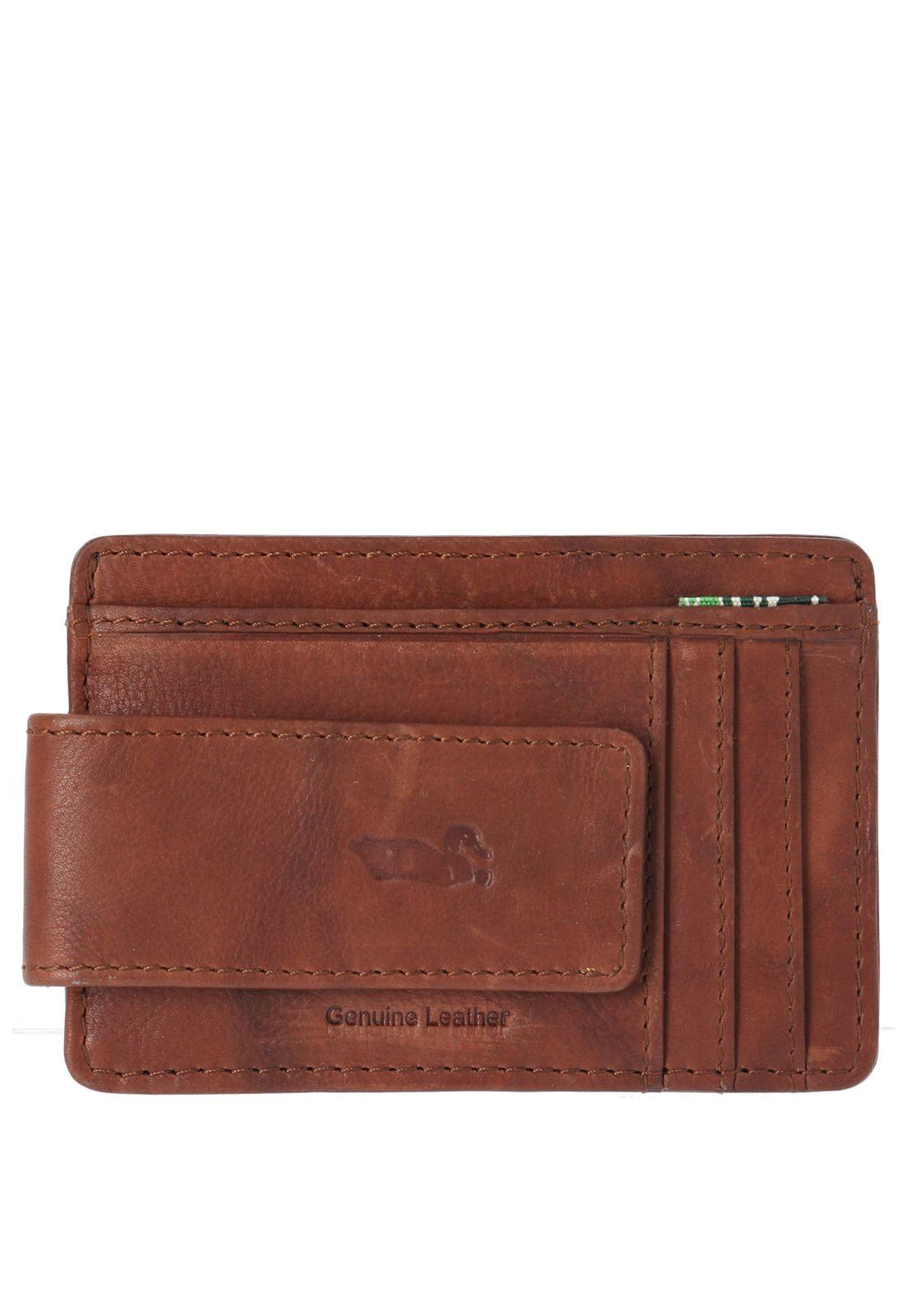 Tarjetero Cuero Hombre HU Cardclip Café-0