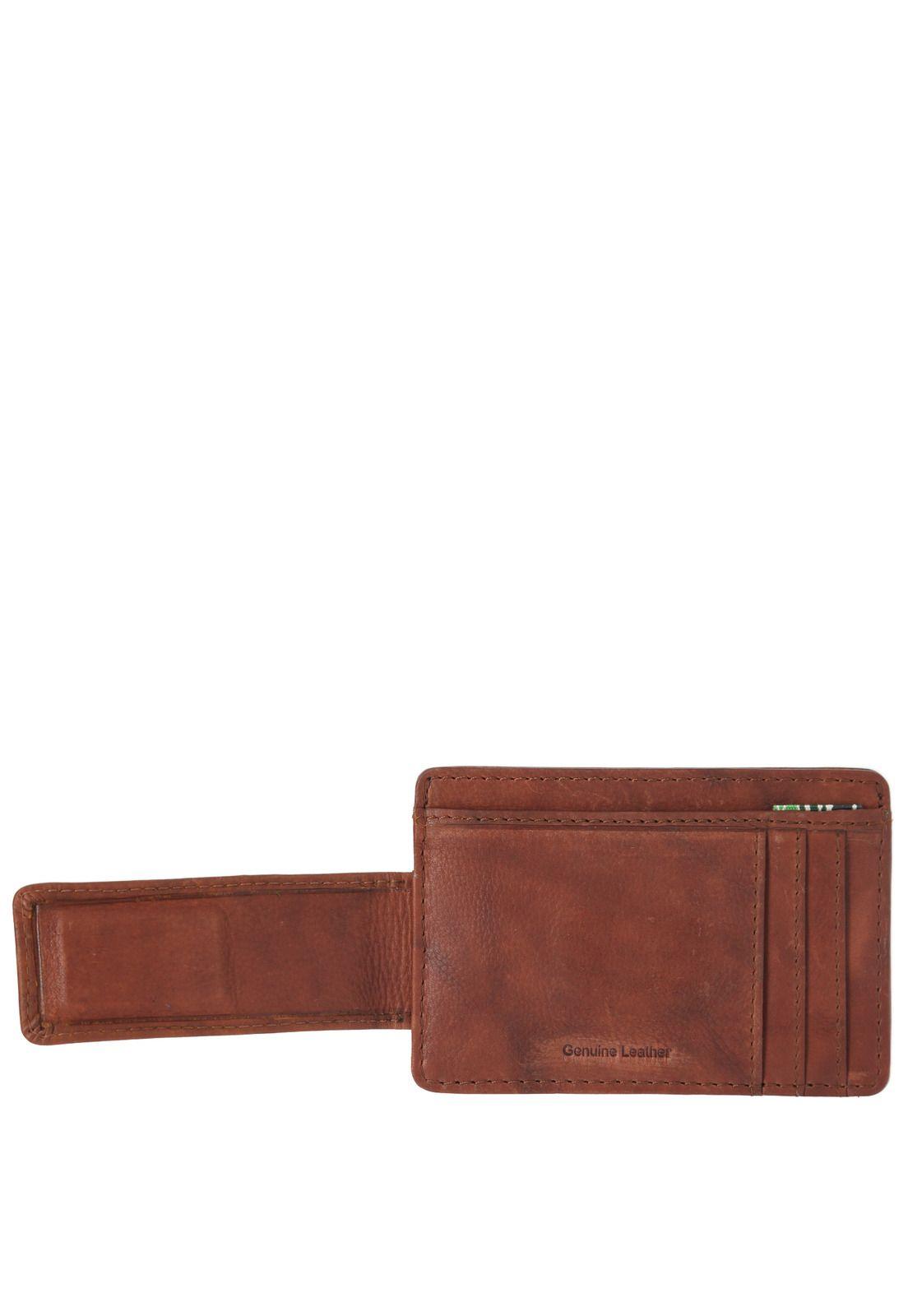 Tarjetero Cuero Hombre HU Cardclip Café-1