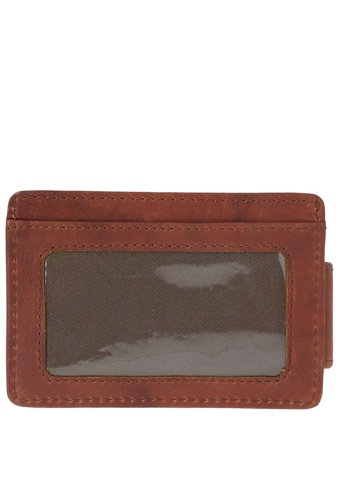 Tarjetero Cuero Hombre HU Cardclip Café-2