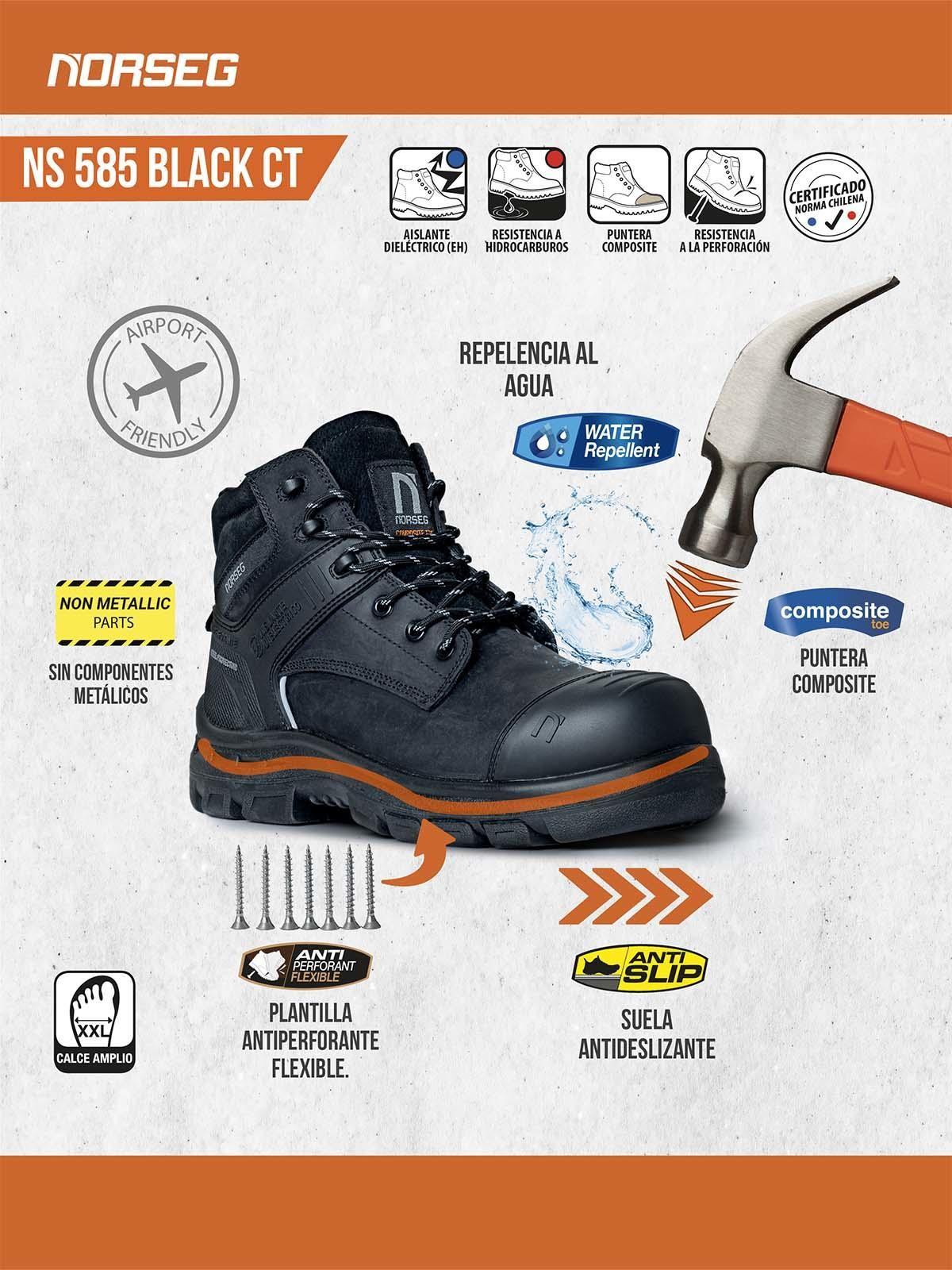 Zapato de Seguridad NS585 Black CT Negro Hombre-9