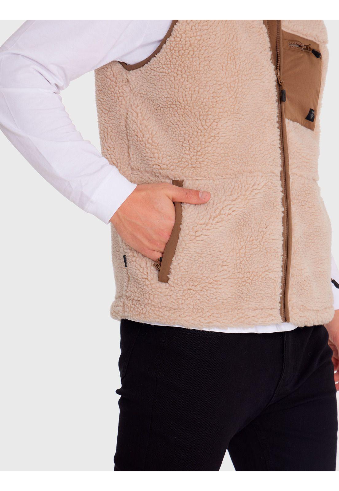 Polar Vest Sherpa sin mangas Café claro Hombre-8