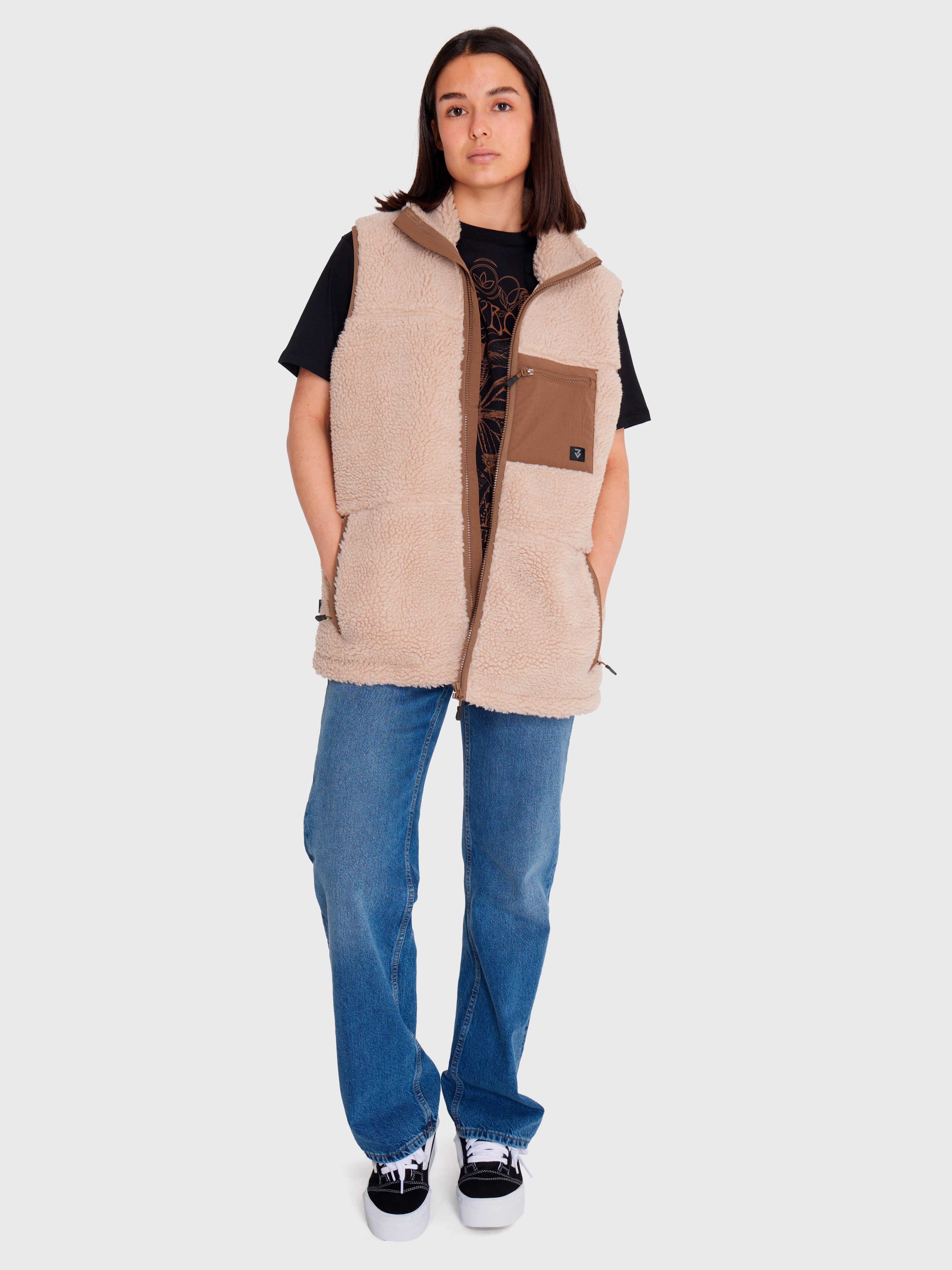 Polar Vest Sherpa sin mangas Café claro Hombre-0