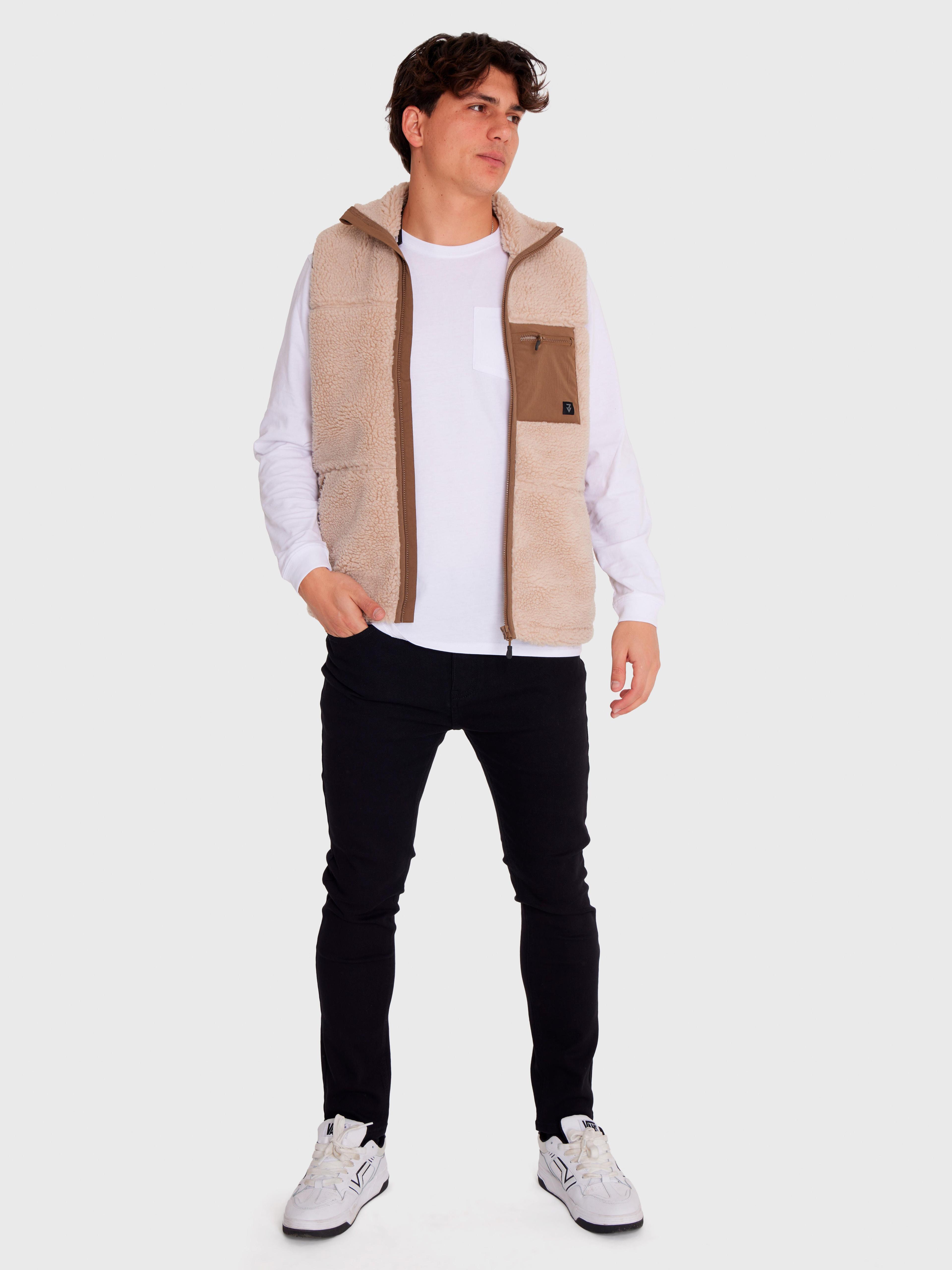 Polar Vest Sherpa sin mangas Café claro Hombre-5