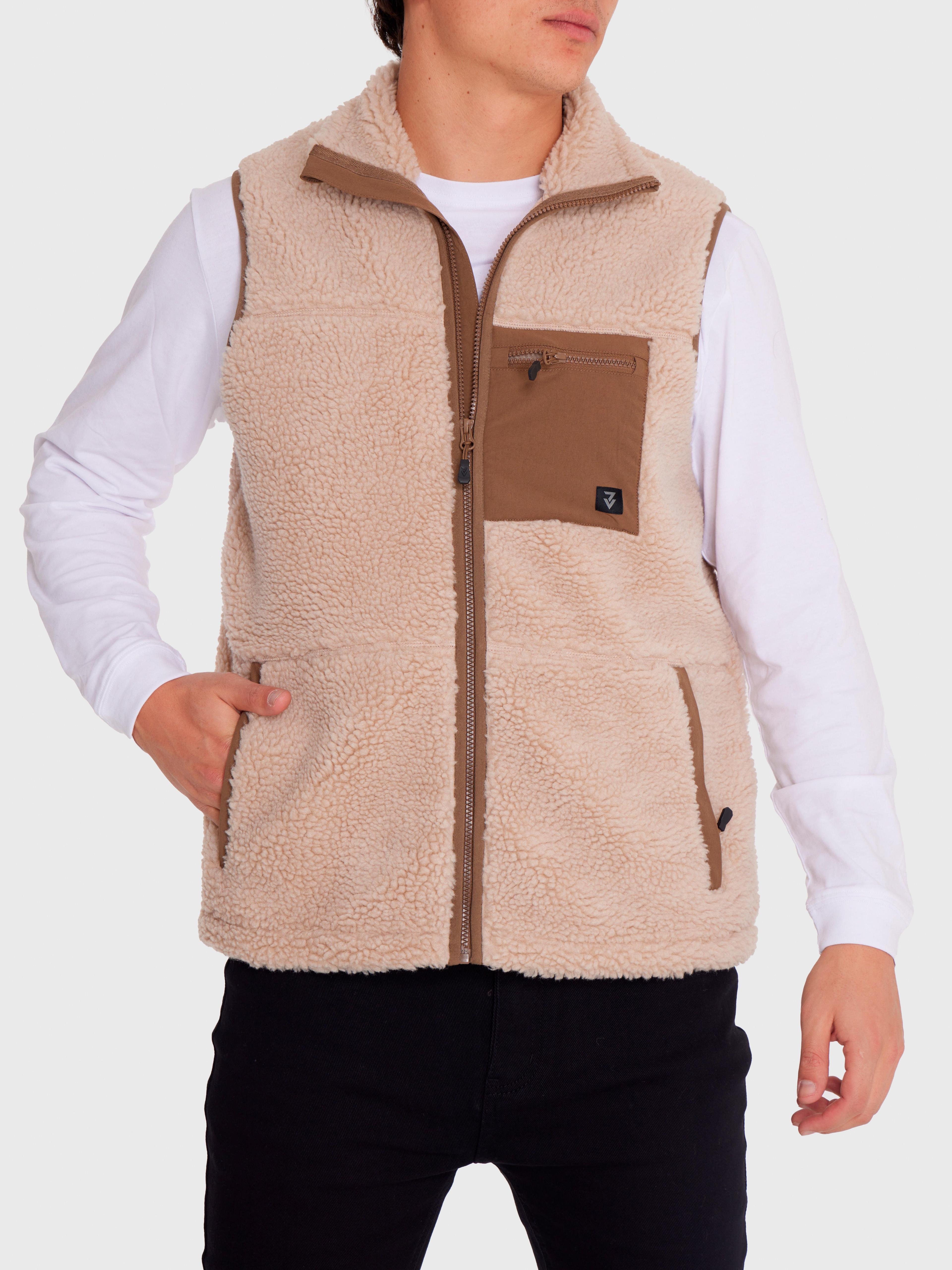Polar Vest Sherpa sin mangas Café claro Hombre-6