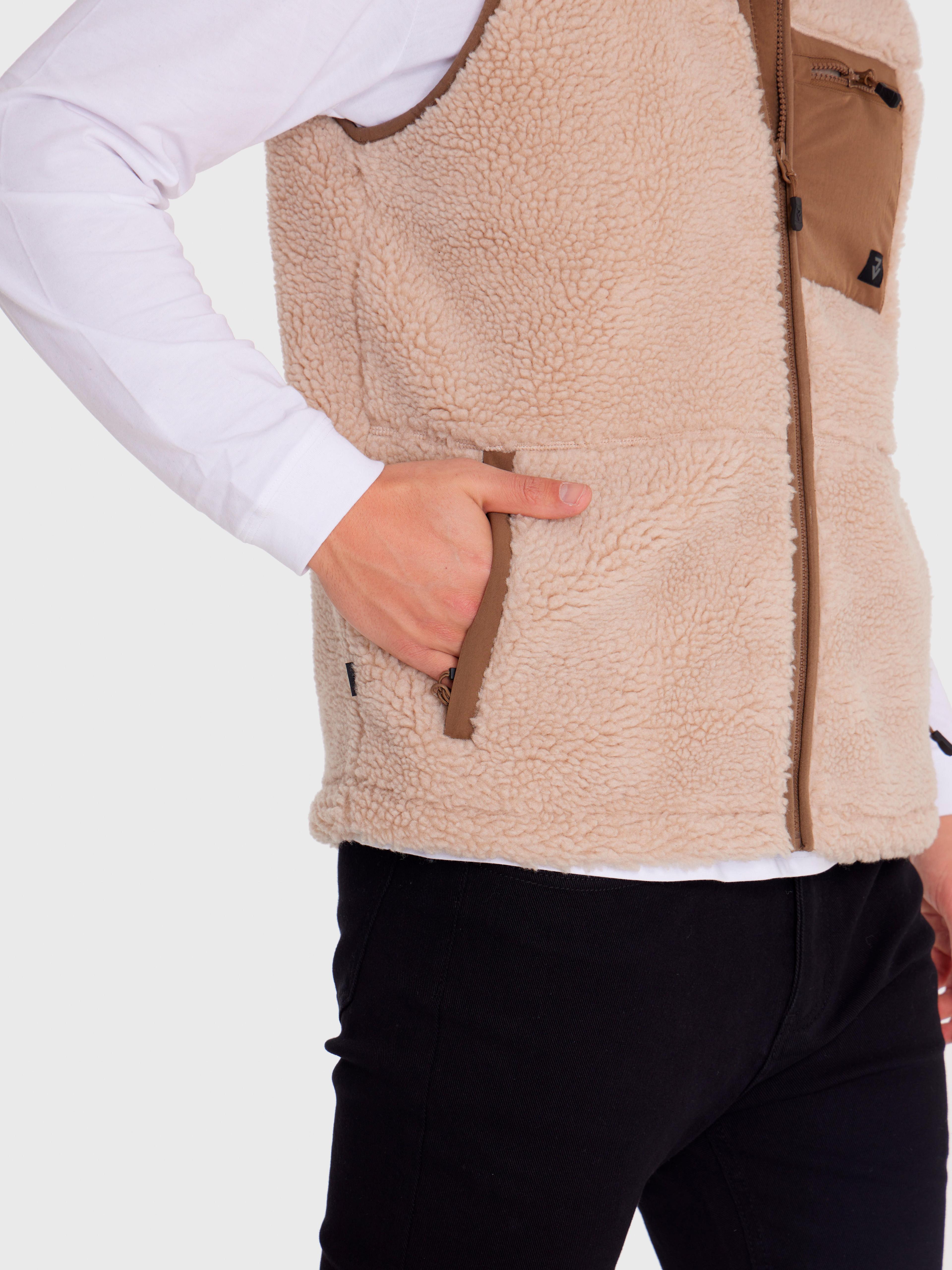Polar Vest Sherpa sin mangas Café claro Hombre-8