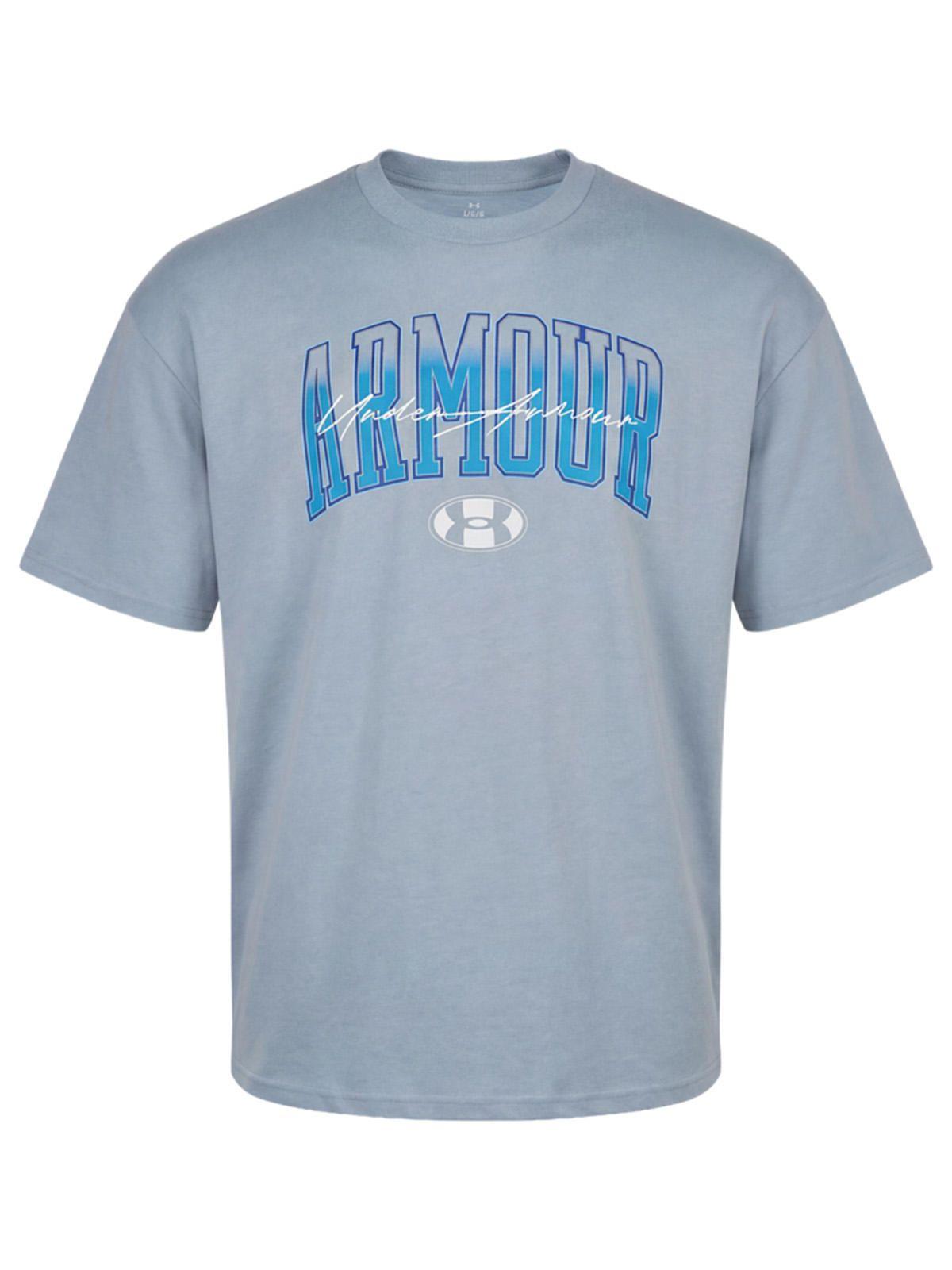 Polera M/C UA Heavyweight Armour Wordmark Azul Hombre-0