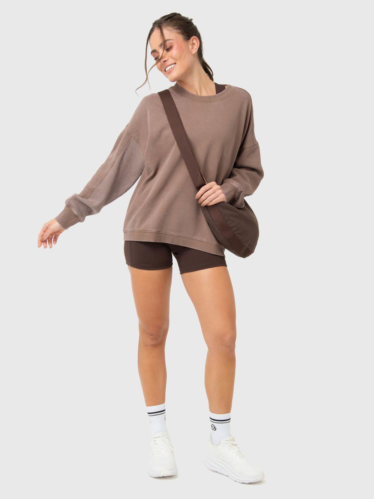 Polerón Mujer Oversize Crew II Café Claro-1