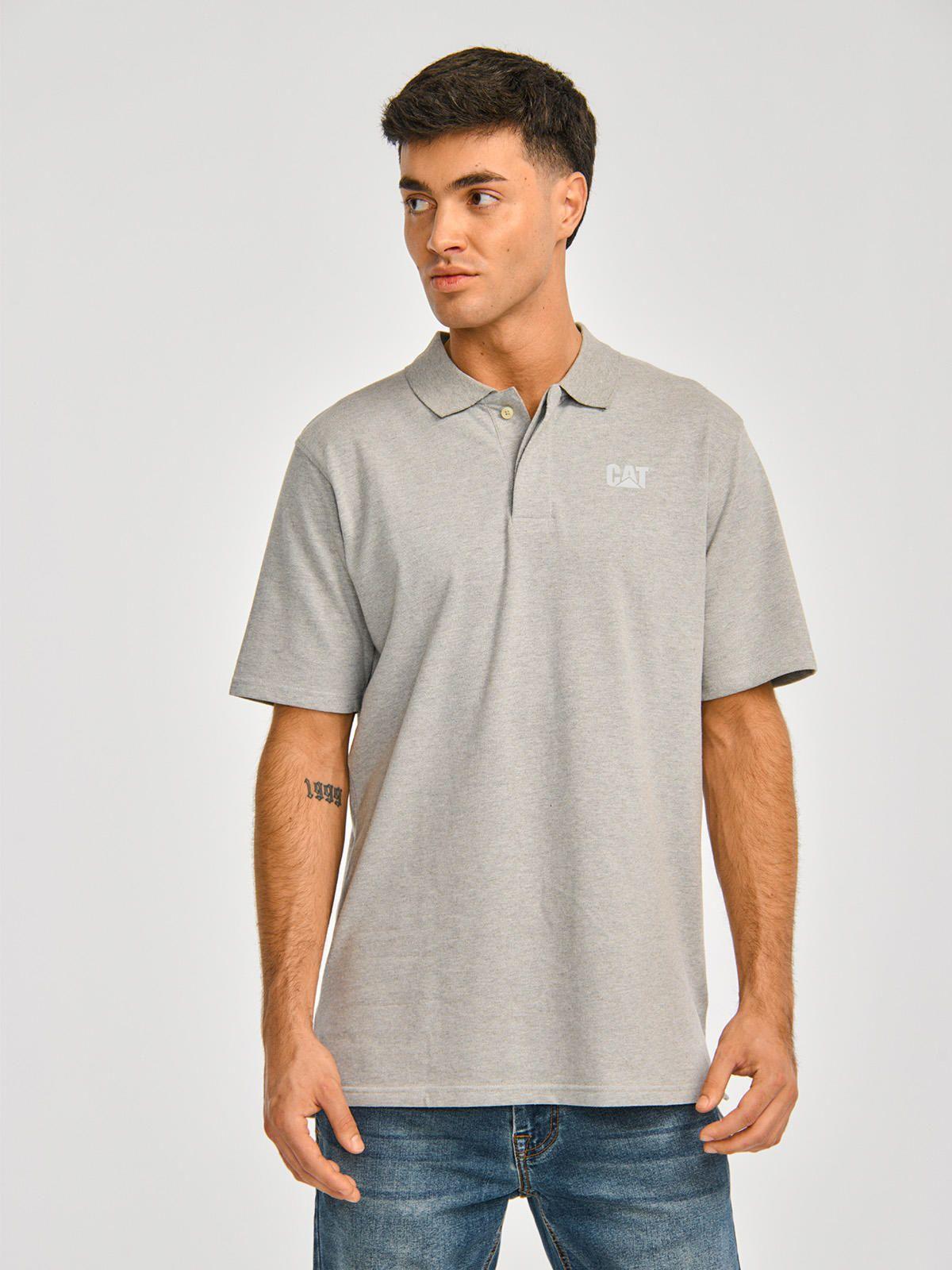 Polera Polo Hombre Cat Logo Pique Polo Gris-0