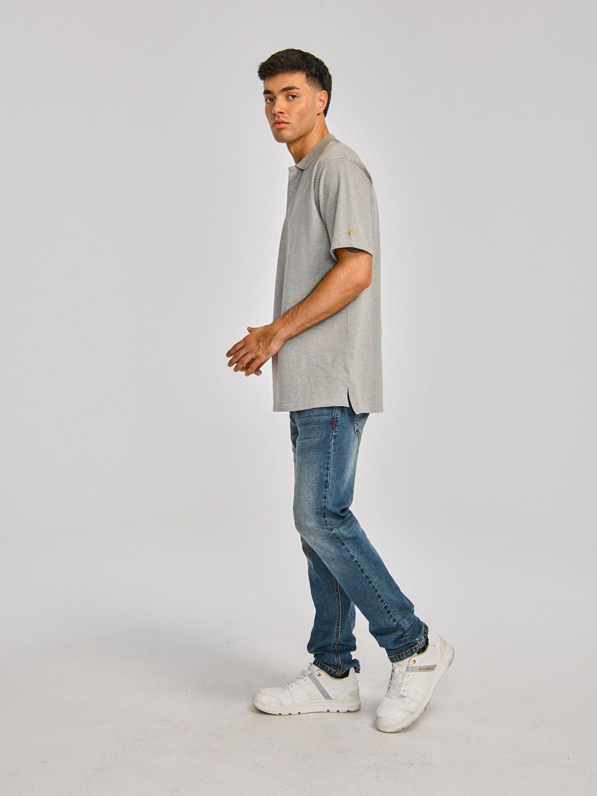 Polera Polo Hombre Cat Logo Pique Polo Gris-3