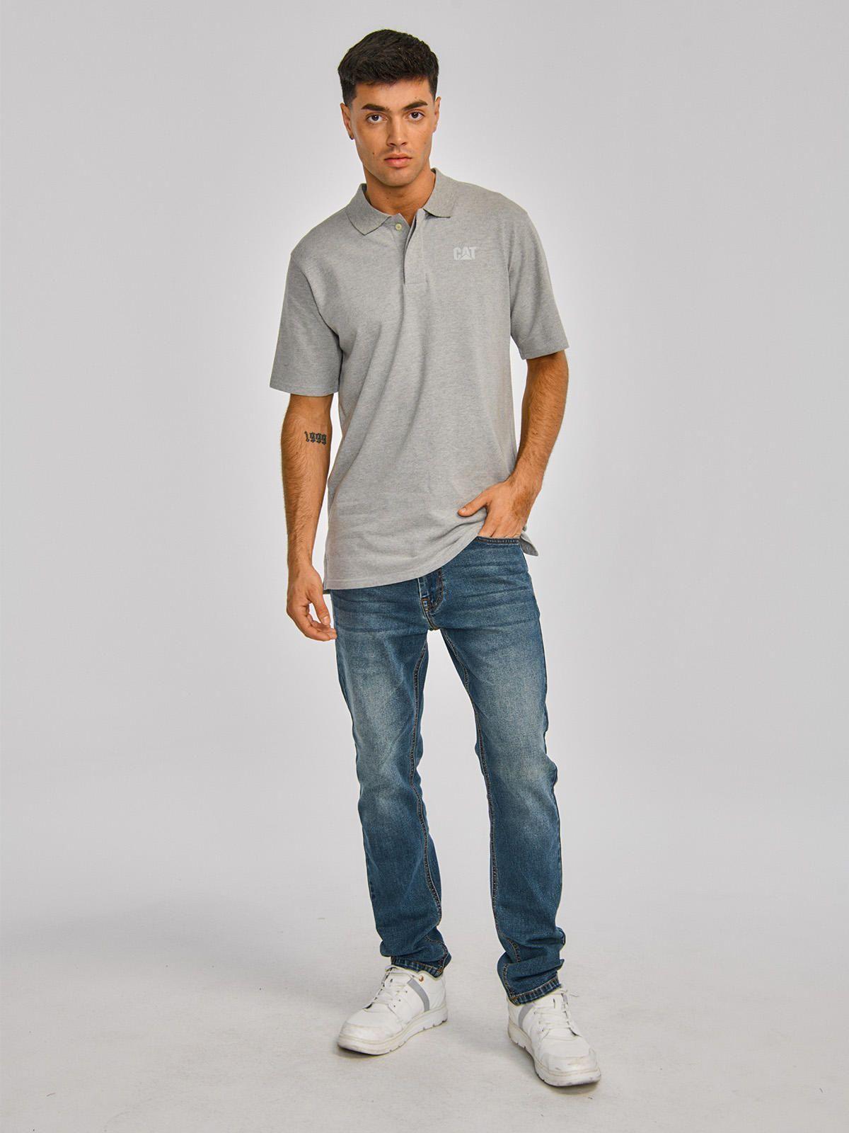 Polera Polo Hombre Cat Logo Pique Polo Gris-1