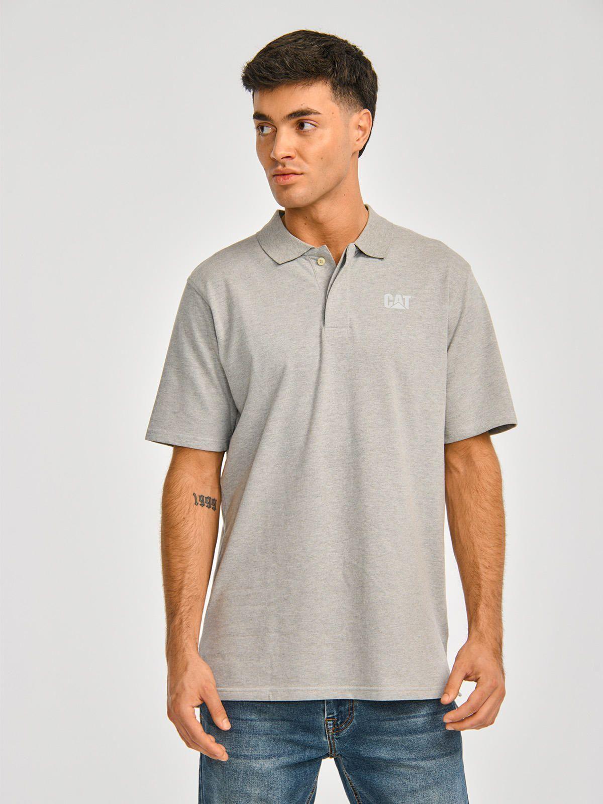 Polera Polo Hombre Cat Logo Pique Polo Gris-0