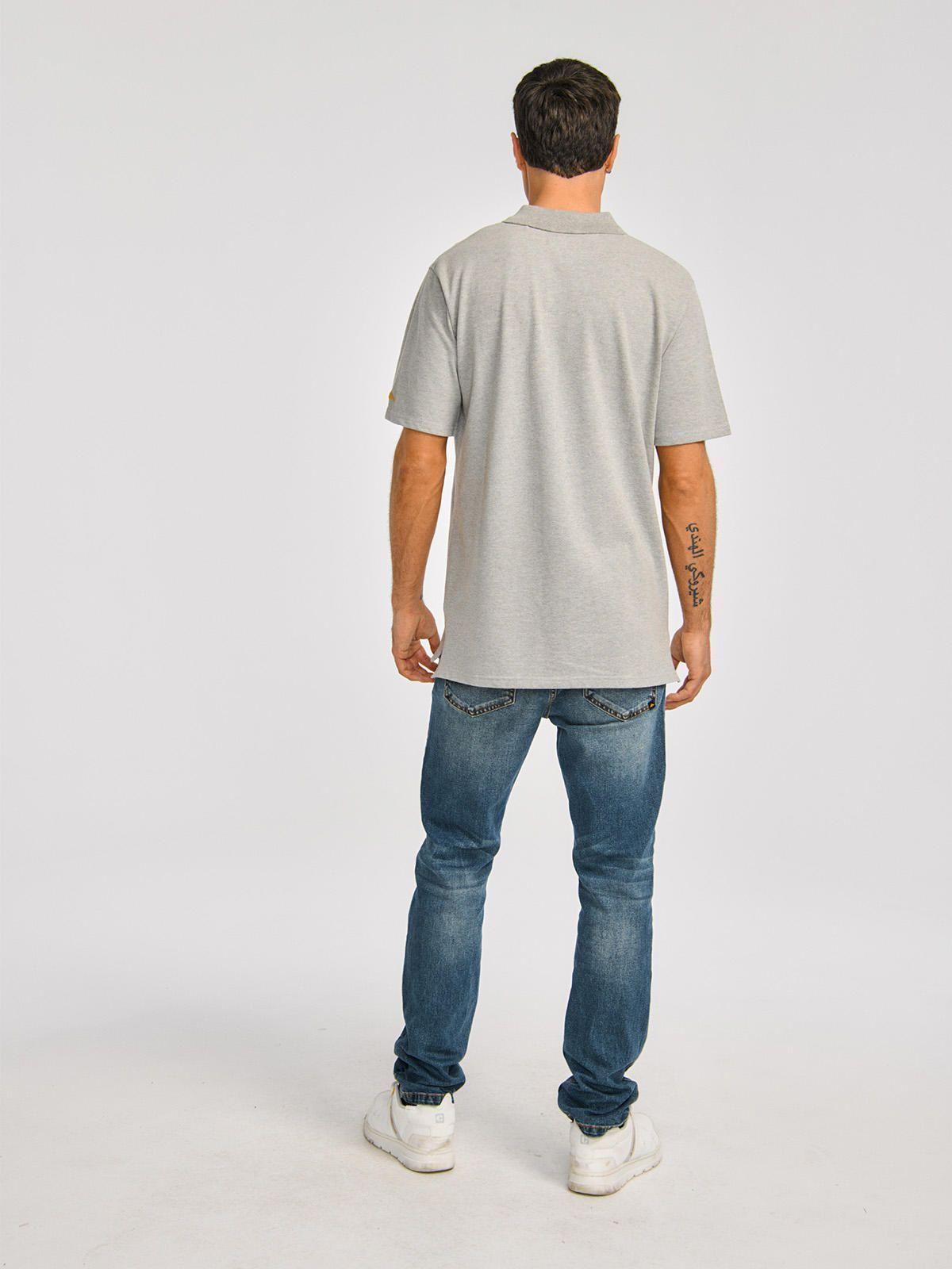 Polera Polo Hombre Cat Logo Pique Polo Gris-4