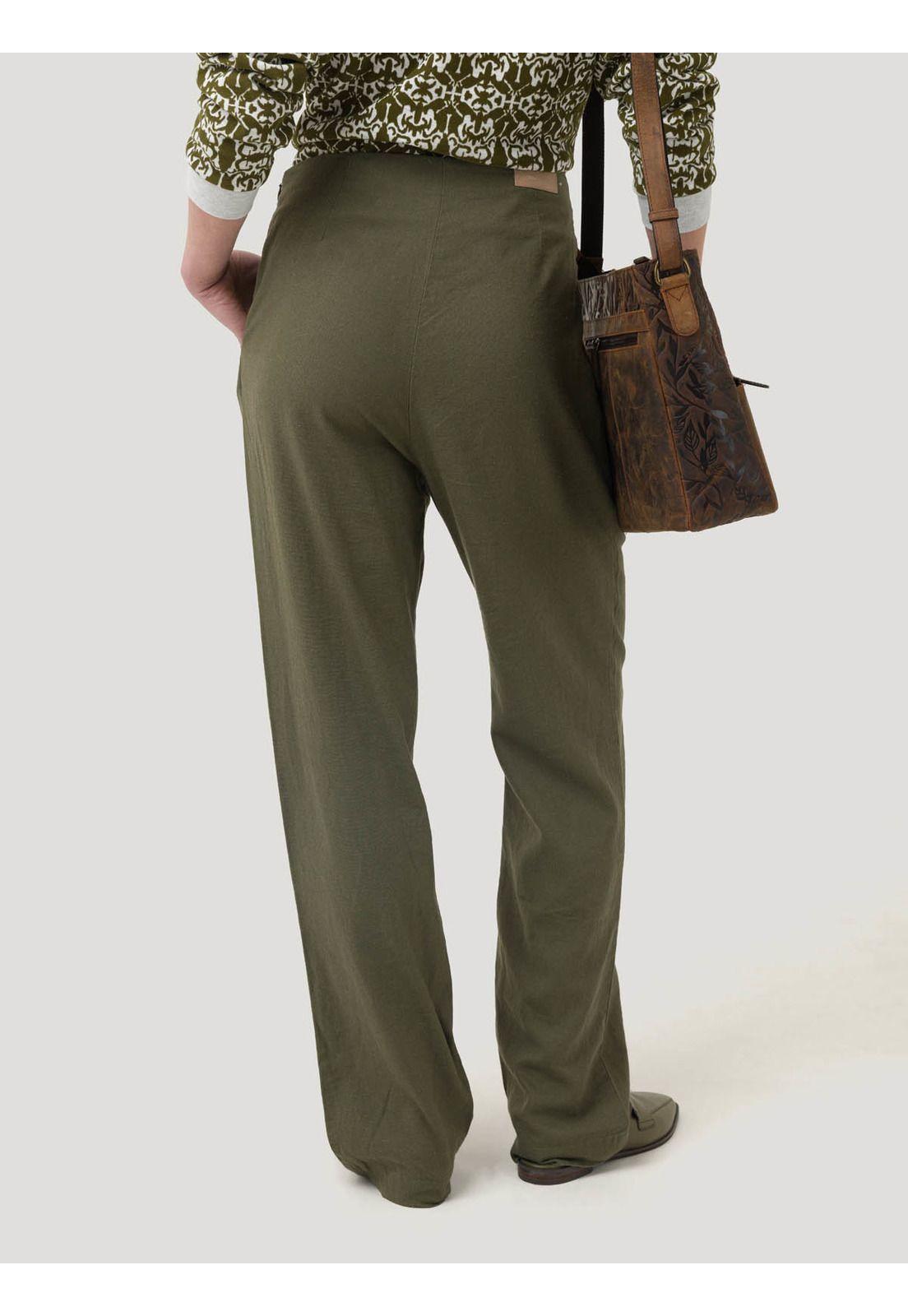 Pantalón Lino Orgánico Mujer Danubio Verde -5
