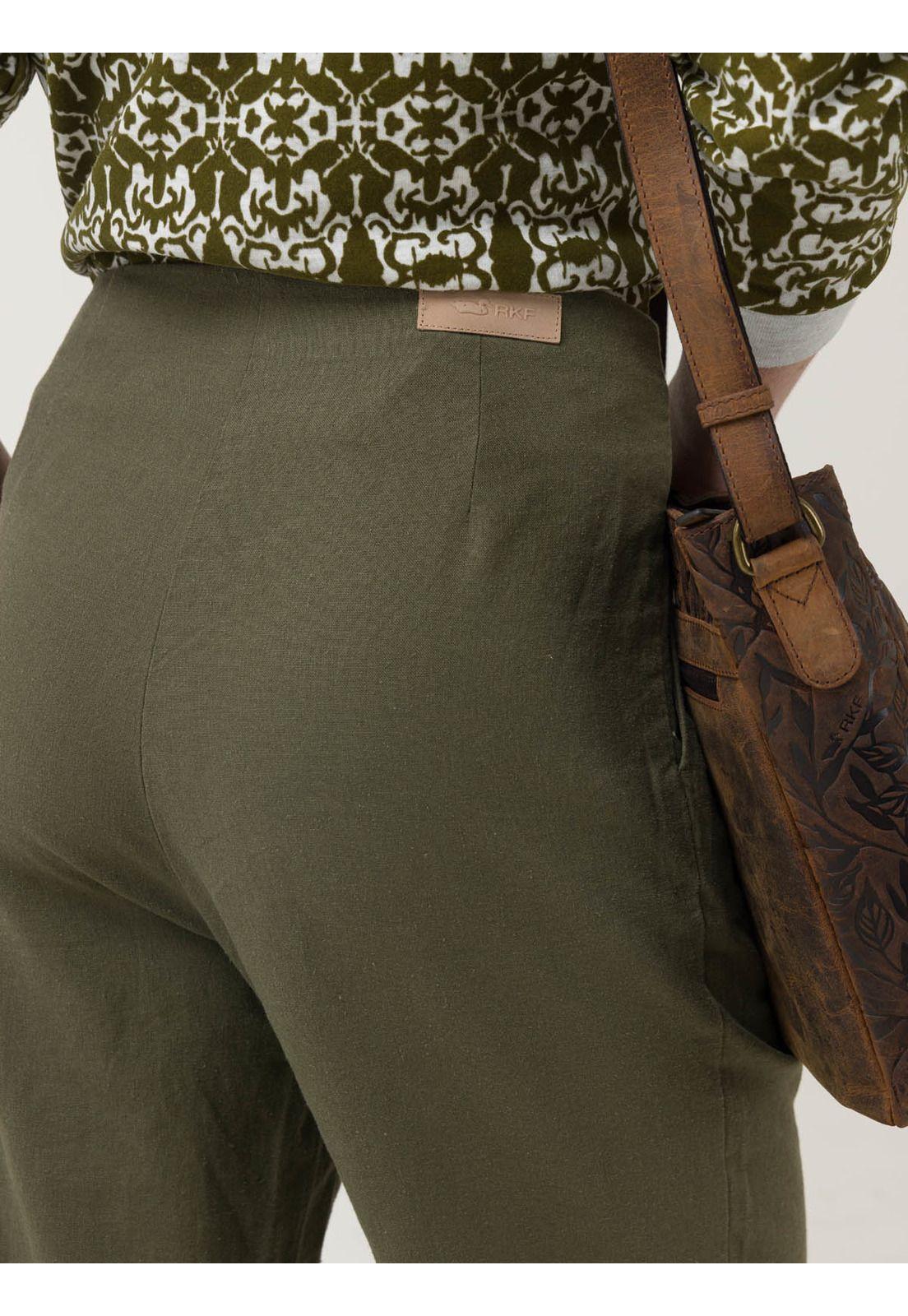 Pantalón Lino Orgánico Mujer Danubio Verde -7