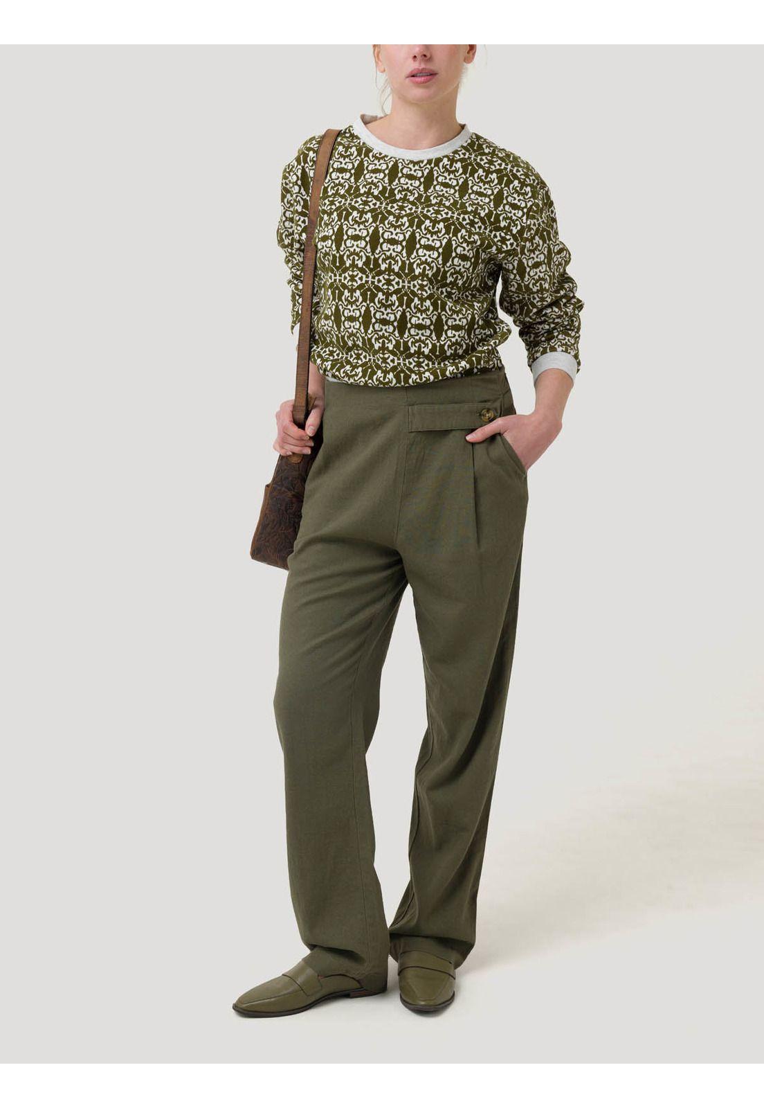 Pantalón Lino Orgánico Mujer Danubio Verde -8