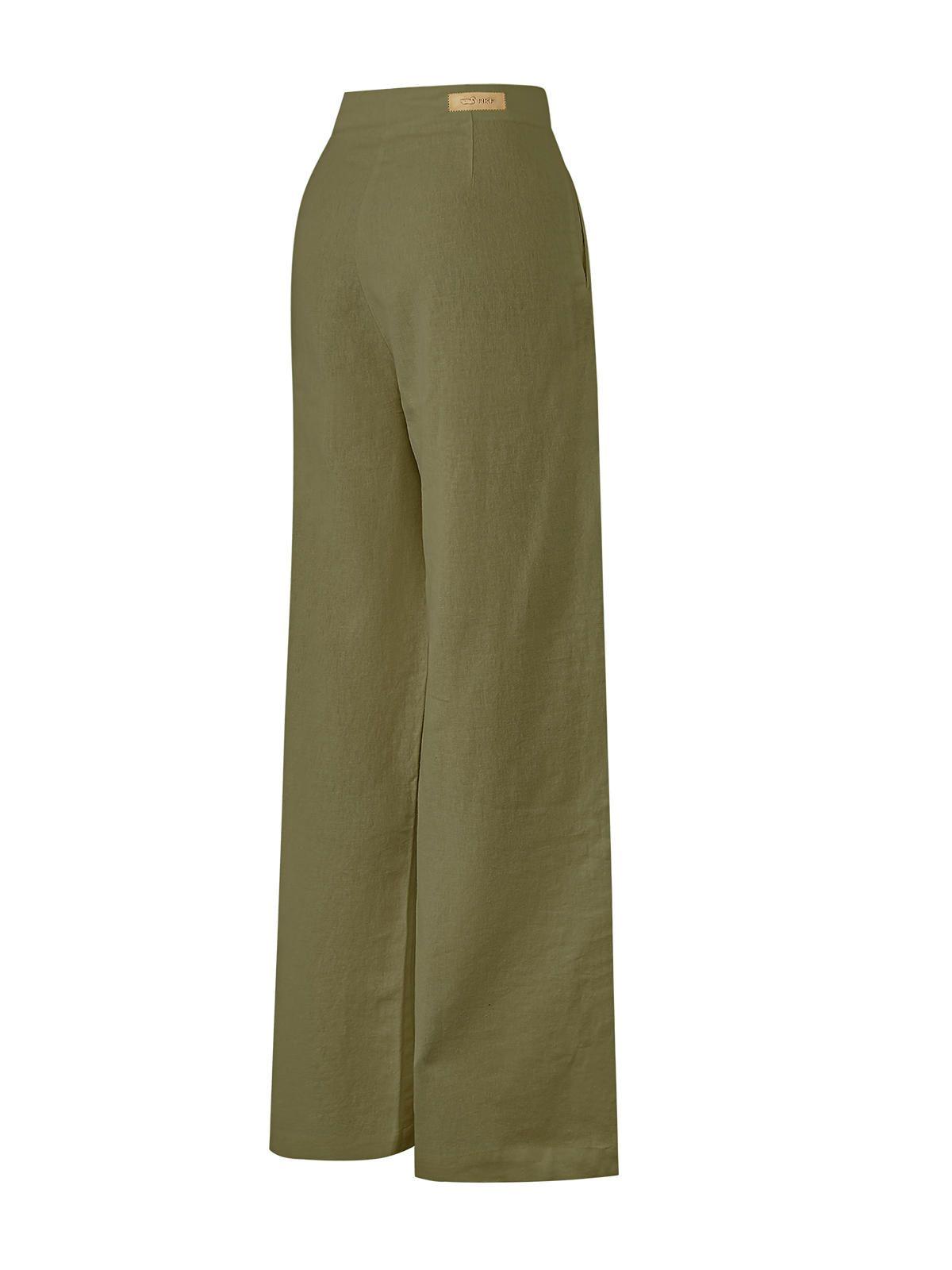 Pantalón Lino Orgánico Mujer Danubio Verde -1