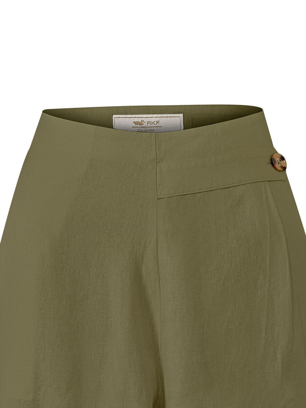Pantalón Lino Orgánico Mujer Danubio Verde -3
