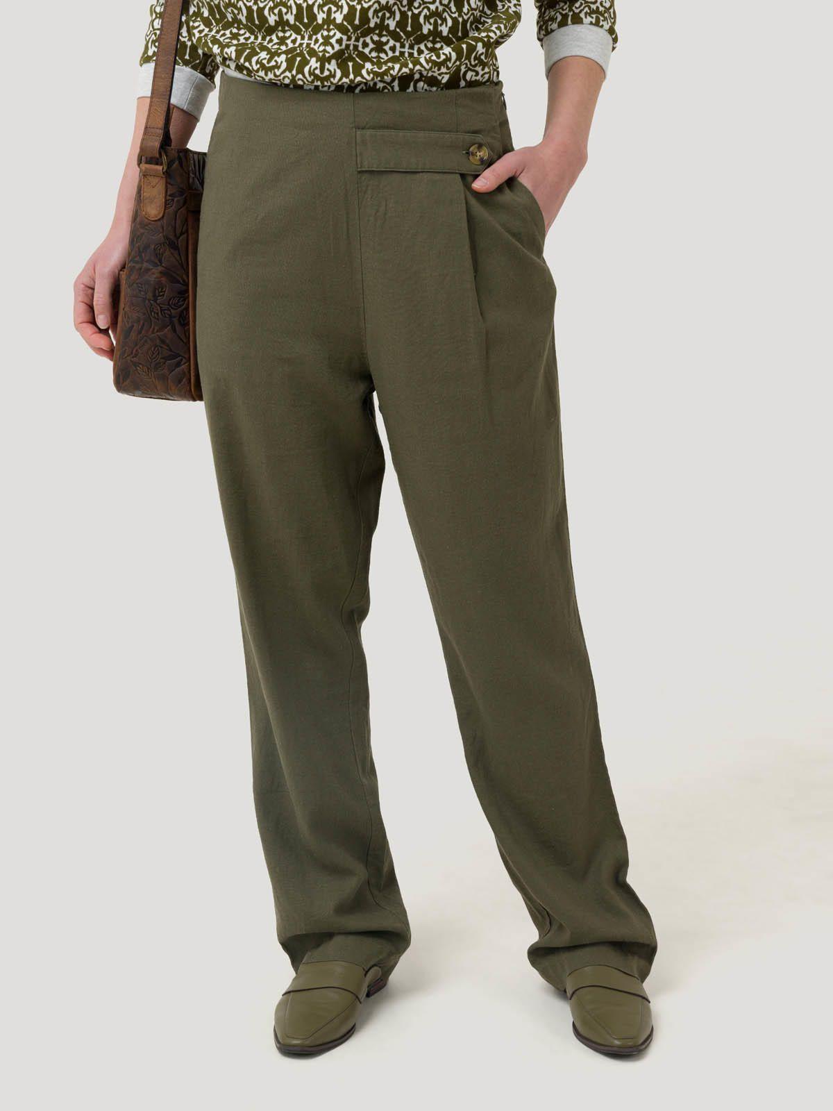 Pantalón Lino Orgánico Mujer Danubio Verde -4