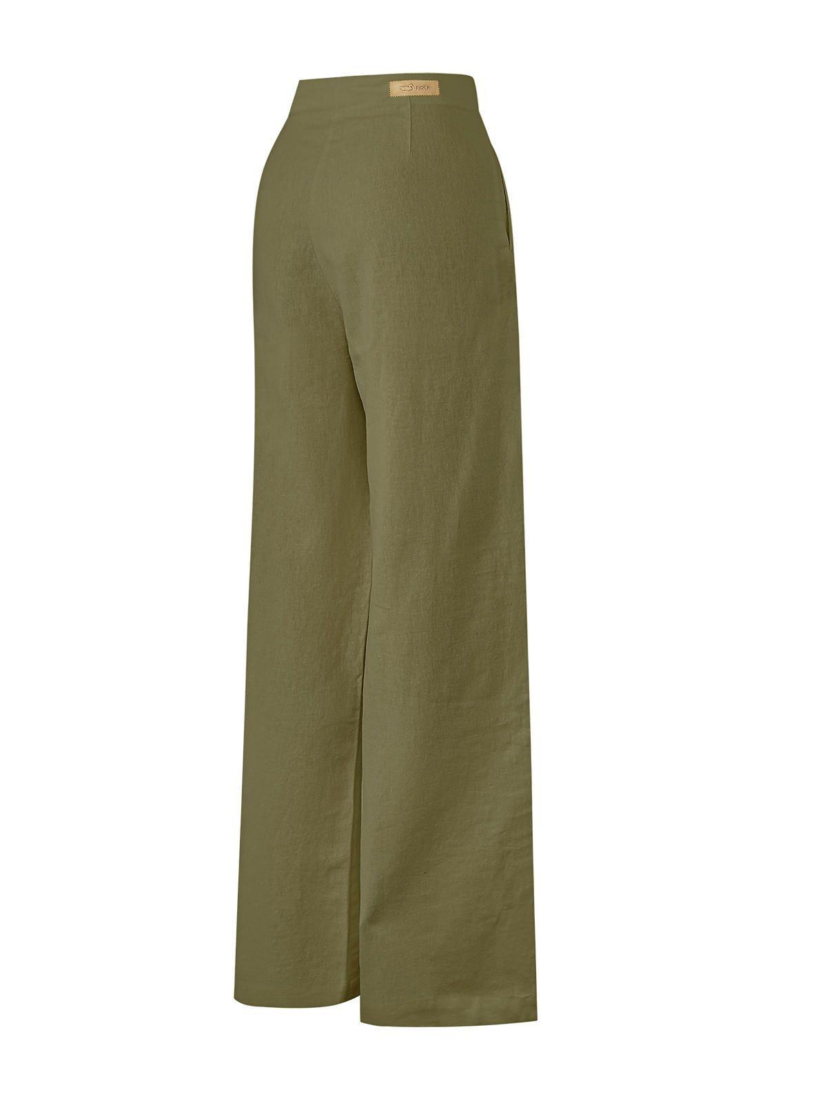 Pantalón Lino Orgánico Mujer Danubio Verde -1