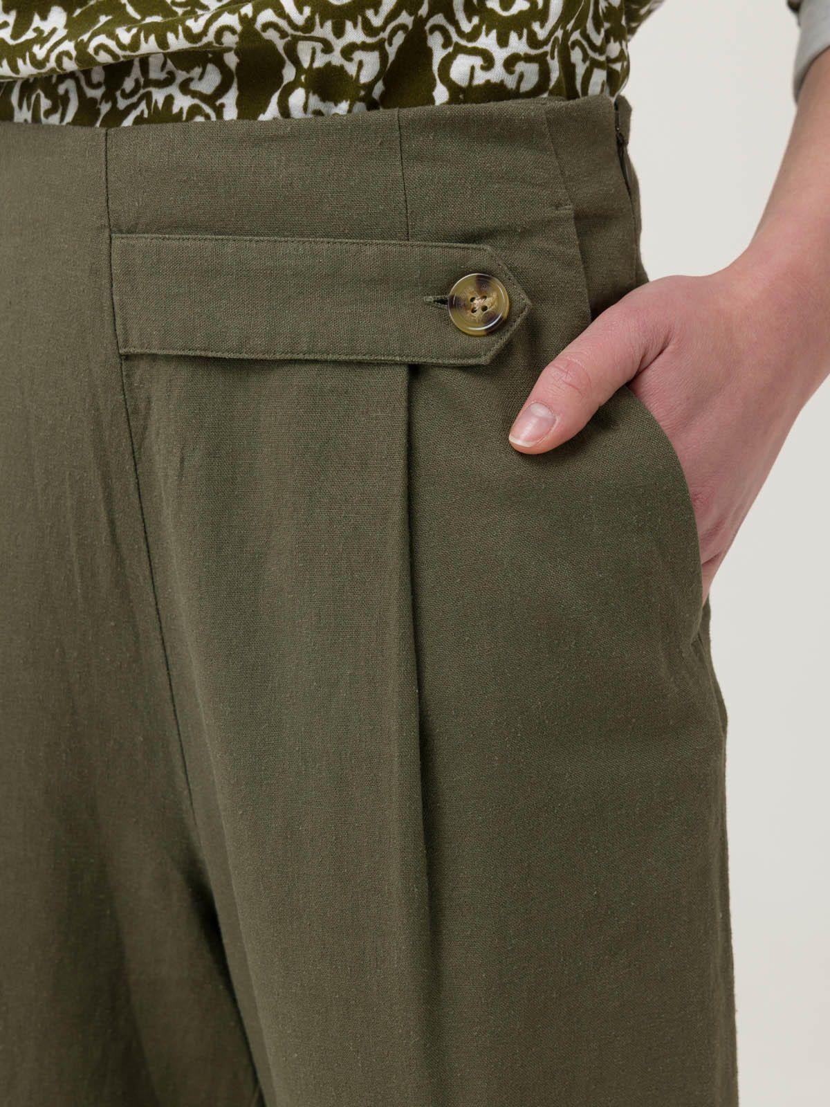 Pantalón Lino Orgánico Mujer Danubio Verde -6