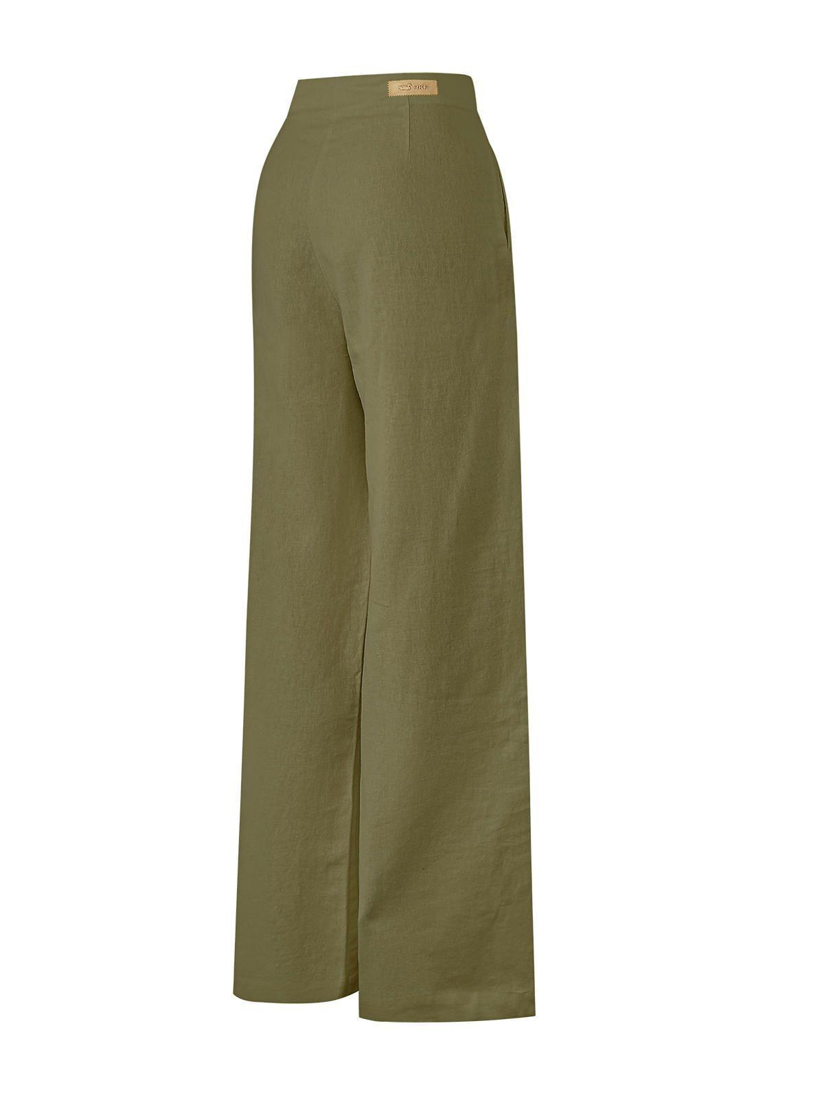 Pantalón Lino Orgánico Mujer Danubio Verde -1