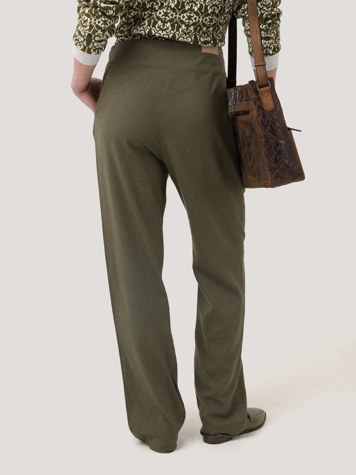 Pantalón Lino Orgánico Mujer Danubio Verde -5