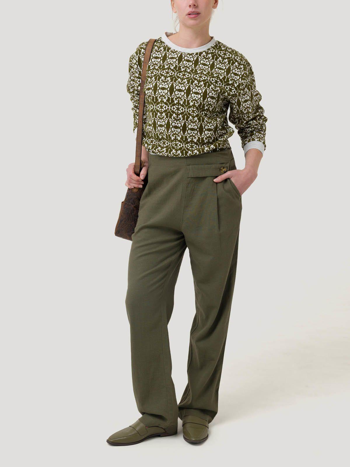 Pantalón Lino Orgánico Mujer Danubio Verde -8