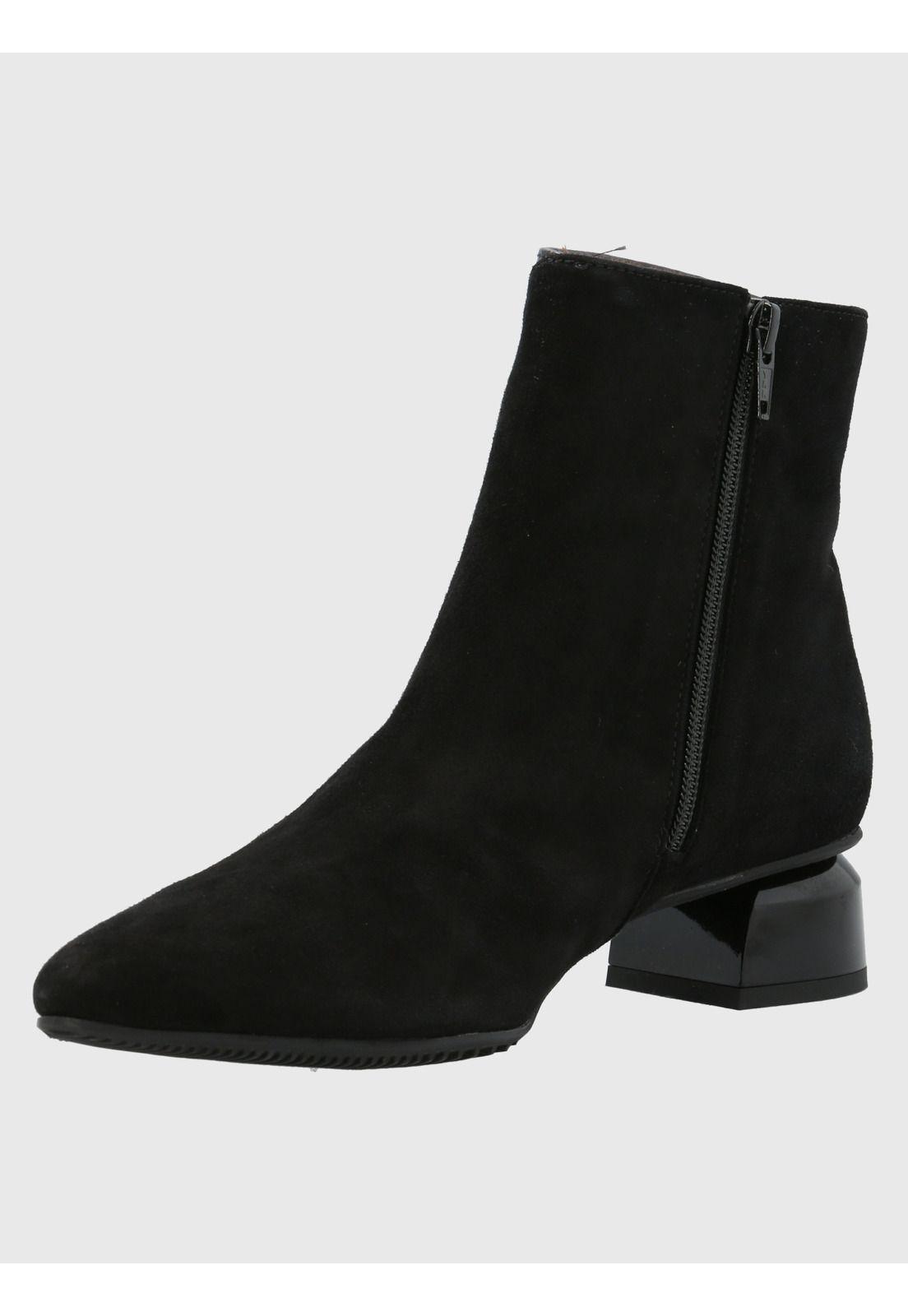 Botín Cuero Mujer Carmine Negro-5