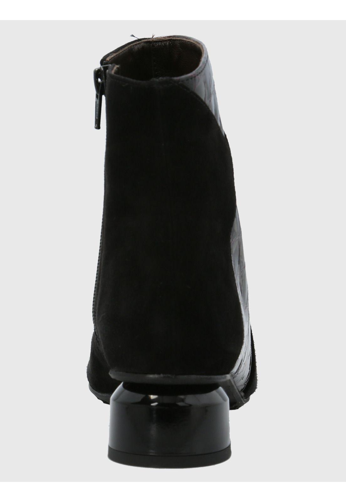 Botín Cuero Mujer Carmine Negro-6